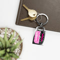 Sweet & Sassy Rectangle Photo Keyring — Pink Diamond Accent