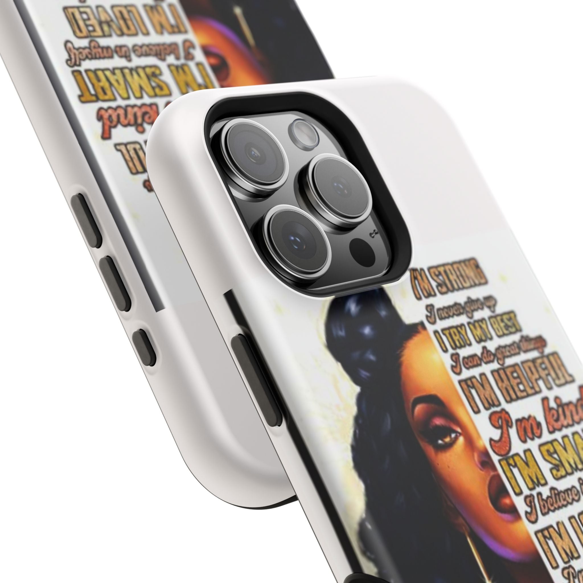 Inspirational Black Woman Phone Case — "I'm Strong... I'm Happy" Magnetic Impact-Resistant Case