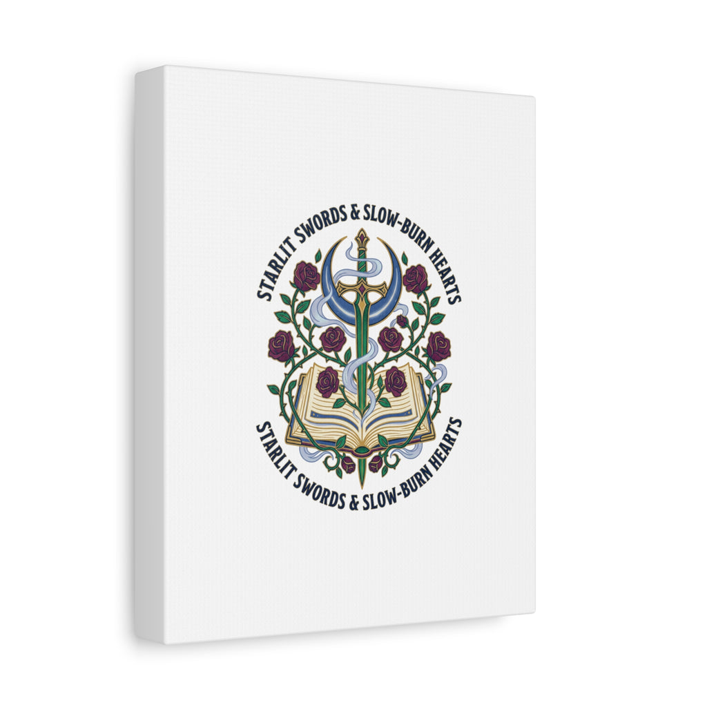 Starlit Swords & Slow‑Burn Hearts Canvas | Romantasy, Book Lover Art