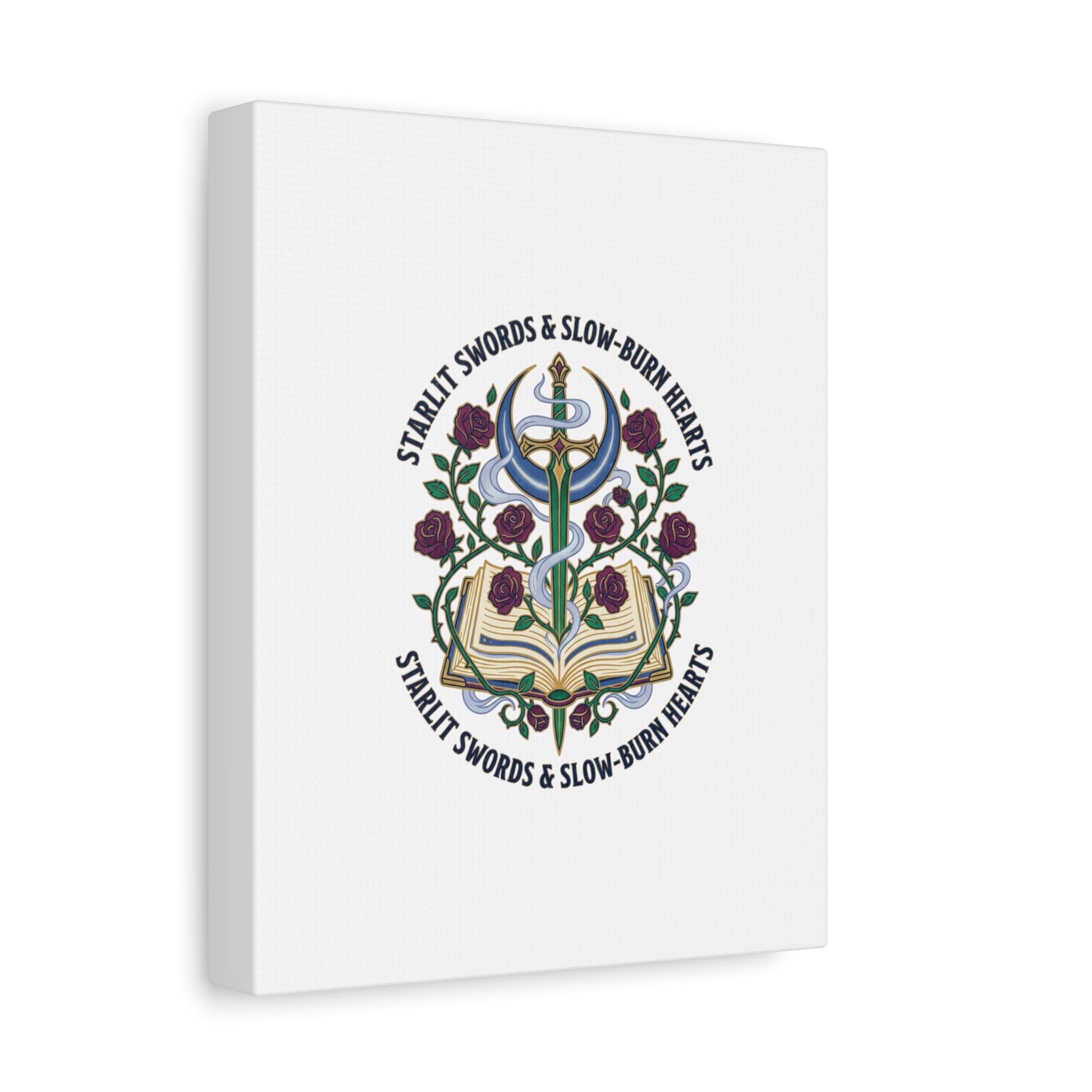 Starlit Swords & Slow‑Burn Hearts Canvas | Romantasy, Book Lover Art
