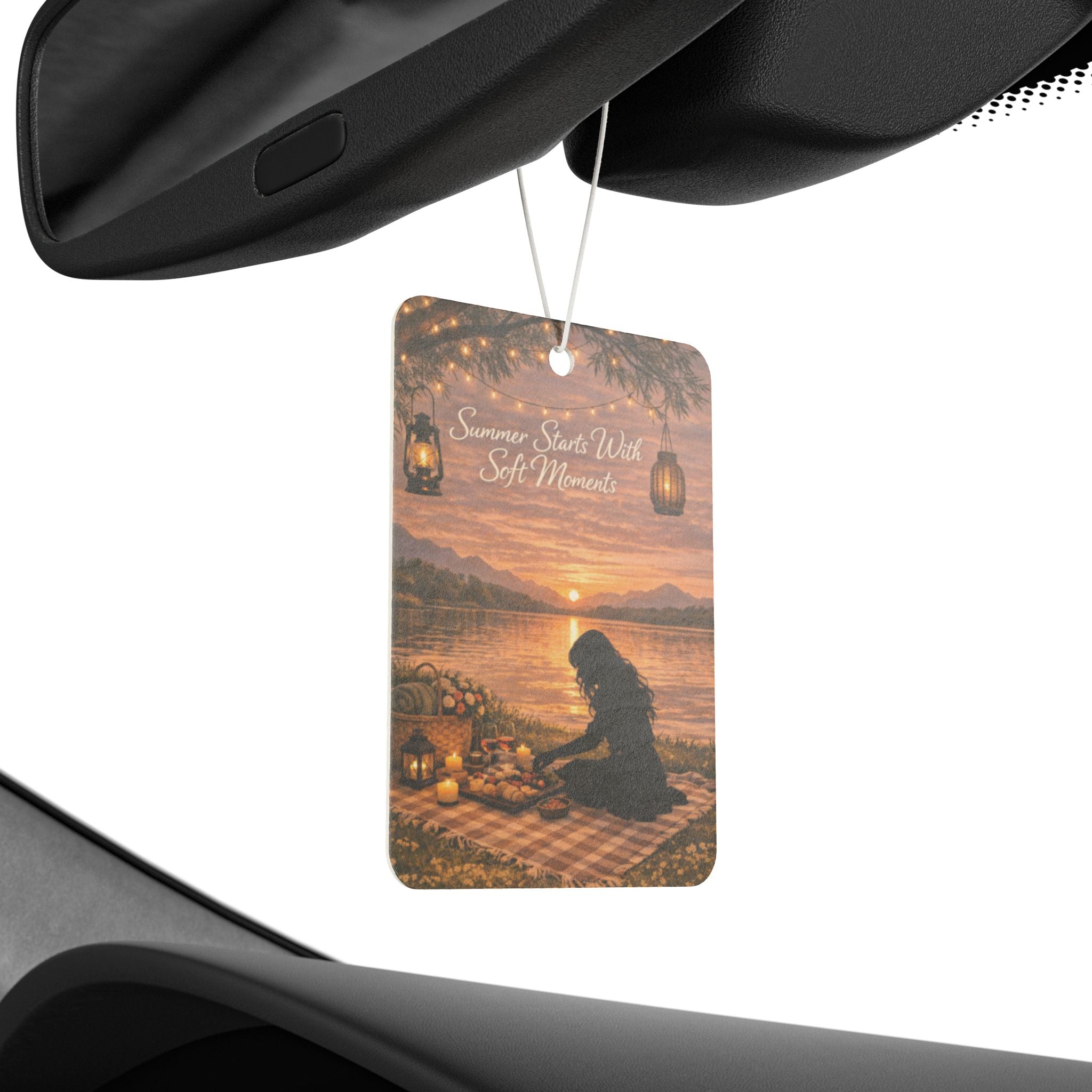 Car Air Freshener — Sunset Picnic Silhouette (Summer Sparks Wild Sweet Moments)