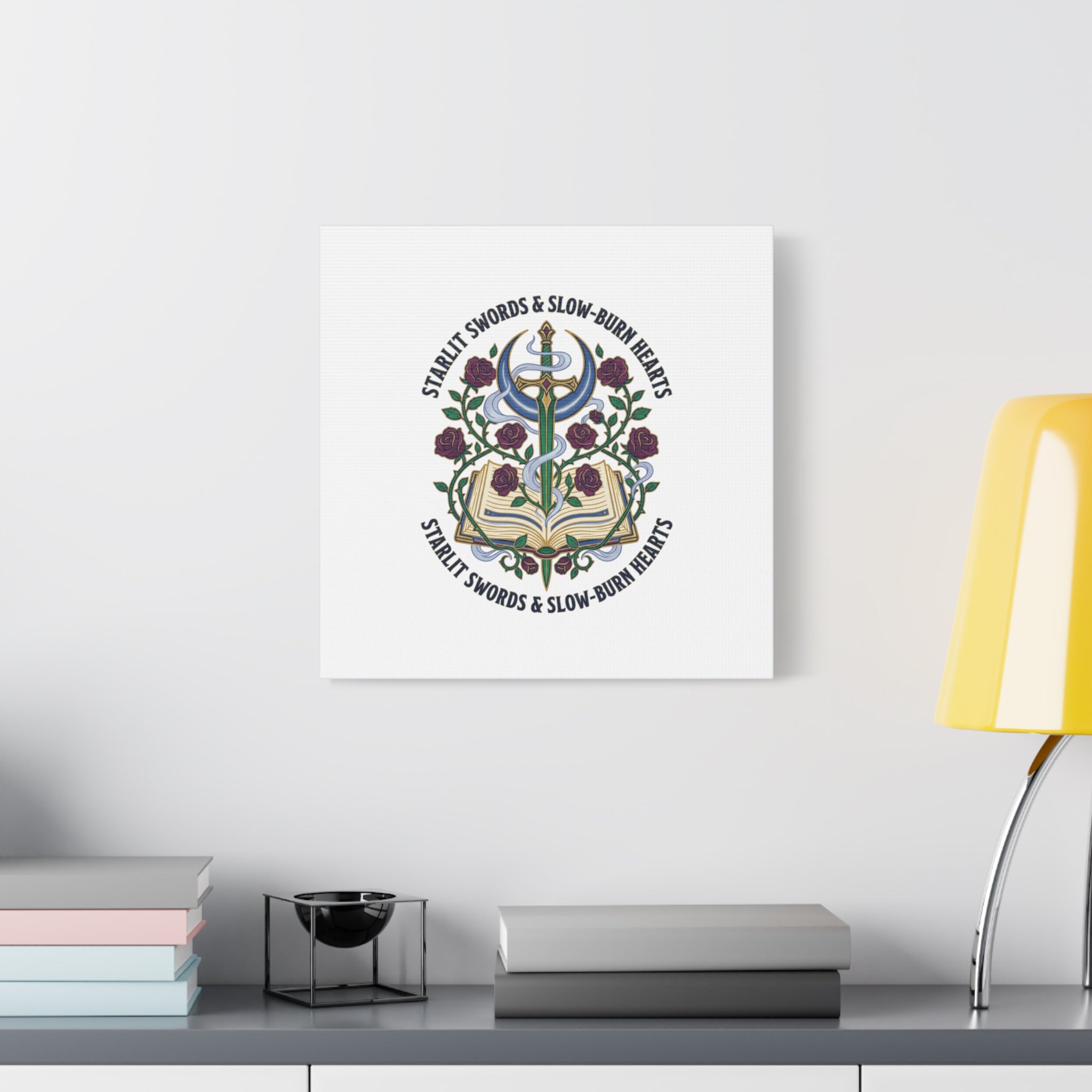 Starlit Swords & Slow‑Burn Hearts Canvas | Romantasy, Book Lover Art