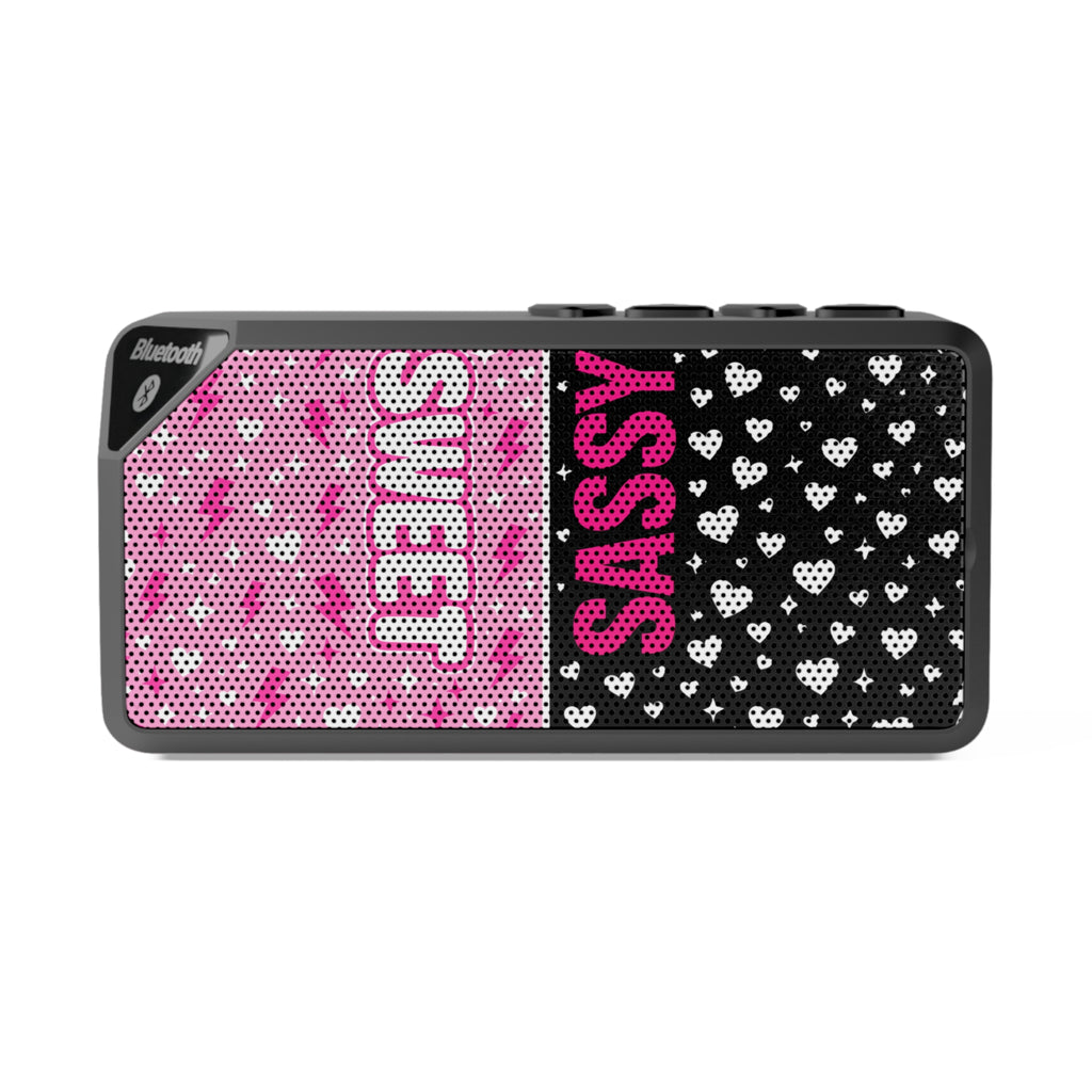 Bluetooth Speaker — “Sweet” Pink & Black Sassy Heart Design