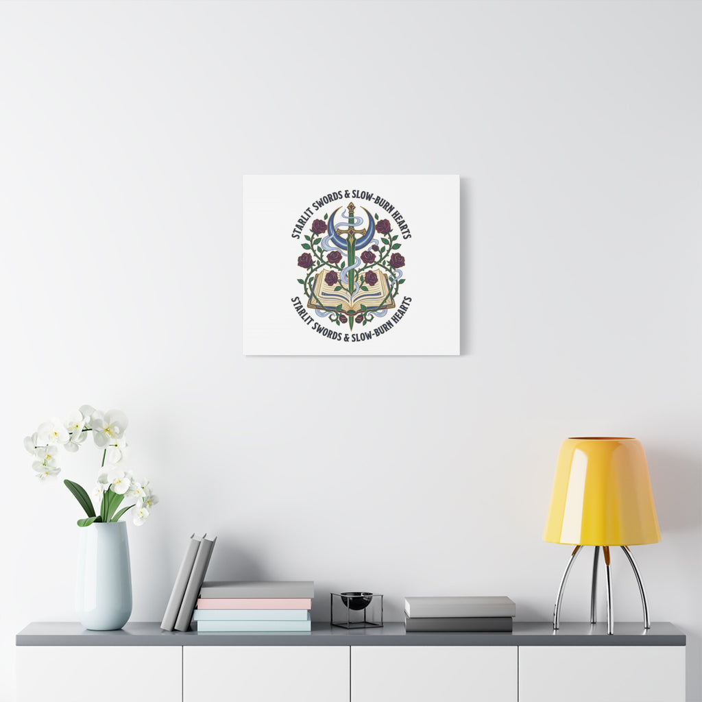 Starlit Swords & Slow‑Burn Hearts Canvas | Romantasy, Book Lover Art