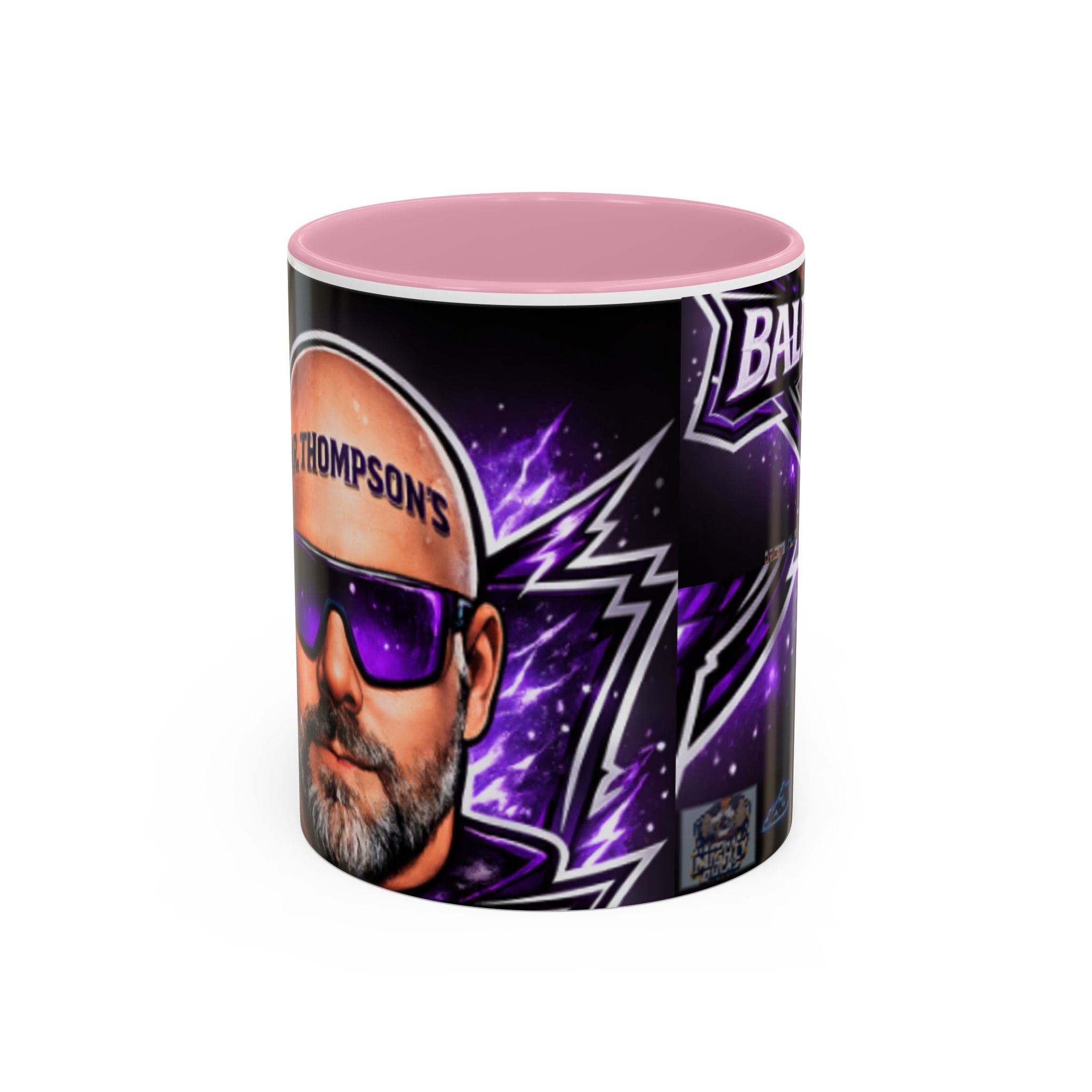 Bald Headed Gamer Purple Lightning Coffee Mug (11oz/15oz)