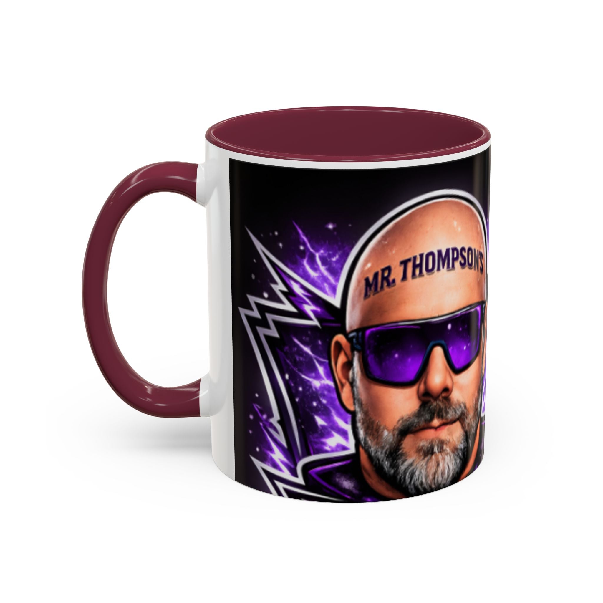 Bald Headed Gamer Purple Lightning Coffee Mug (11oz/15oz)