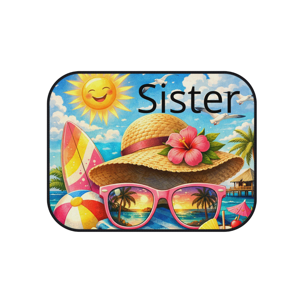 Personalized Family Car Floor Mats (Set of 4) — Custom Names: Dad, Mom, Sister, Brother — Seasonal Scenic Designs