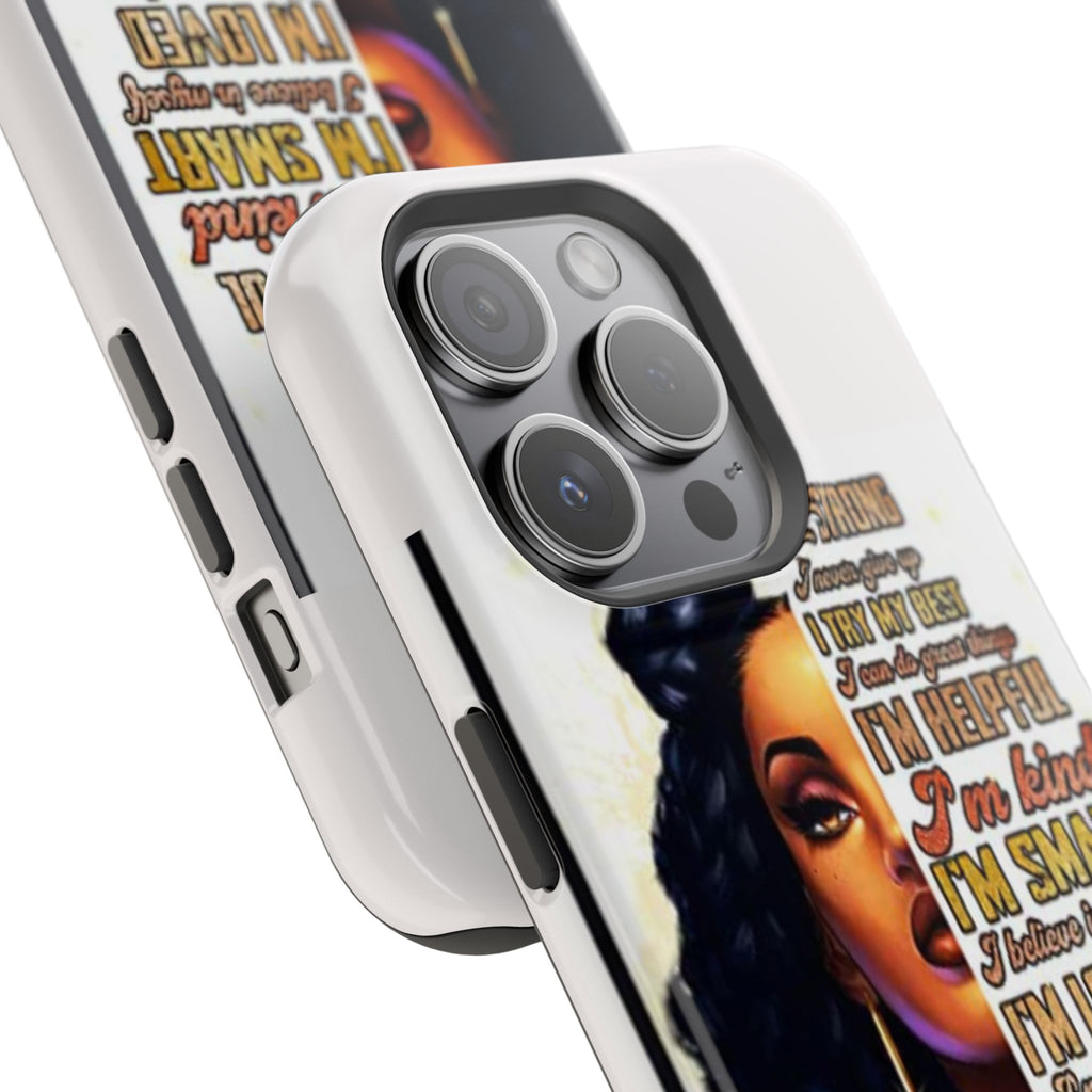 Inspirational Black Woman Phone Case — "I'm Strong... I'm Happy" Magnetic Impact-Resistant Case