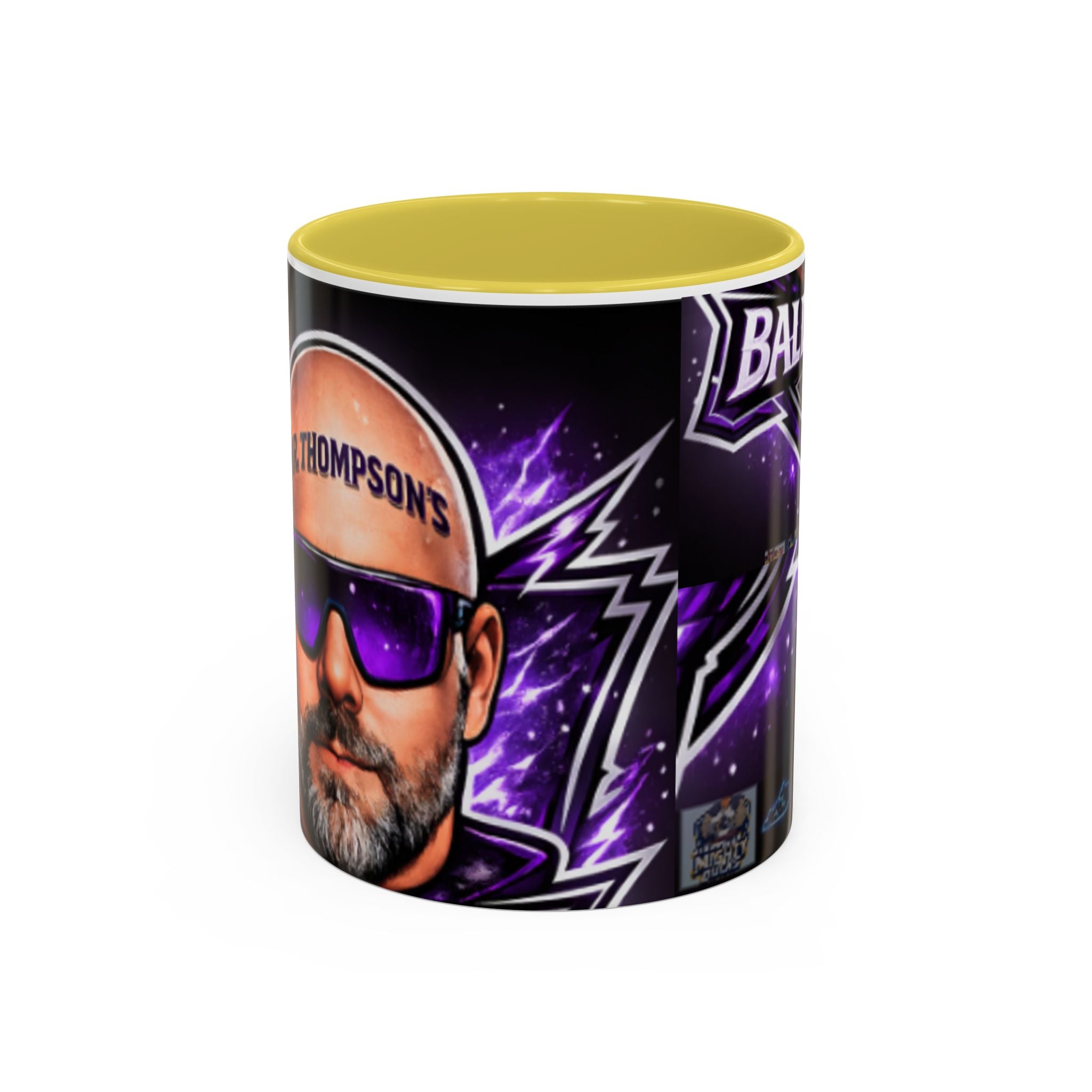 Bald Headed Gamer Purple Lightning Coffee Mug (11oz/15oz)