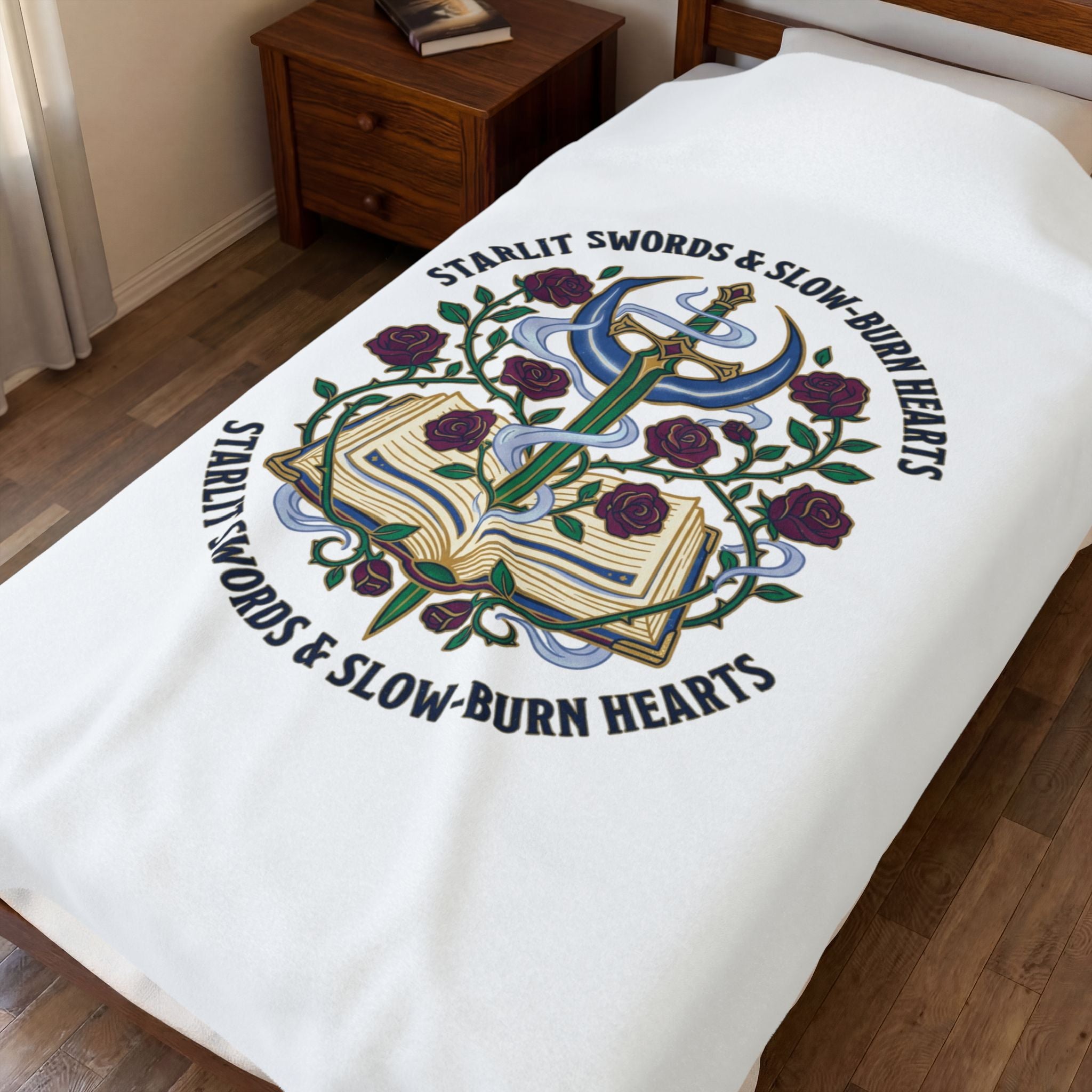 Starlit Swords & Slow-Burn Hearts Velveteen Plush Blanket | Romantasy, Book Lover