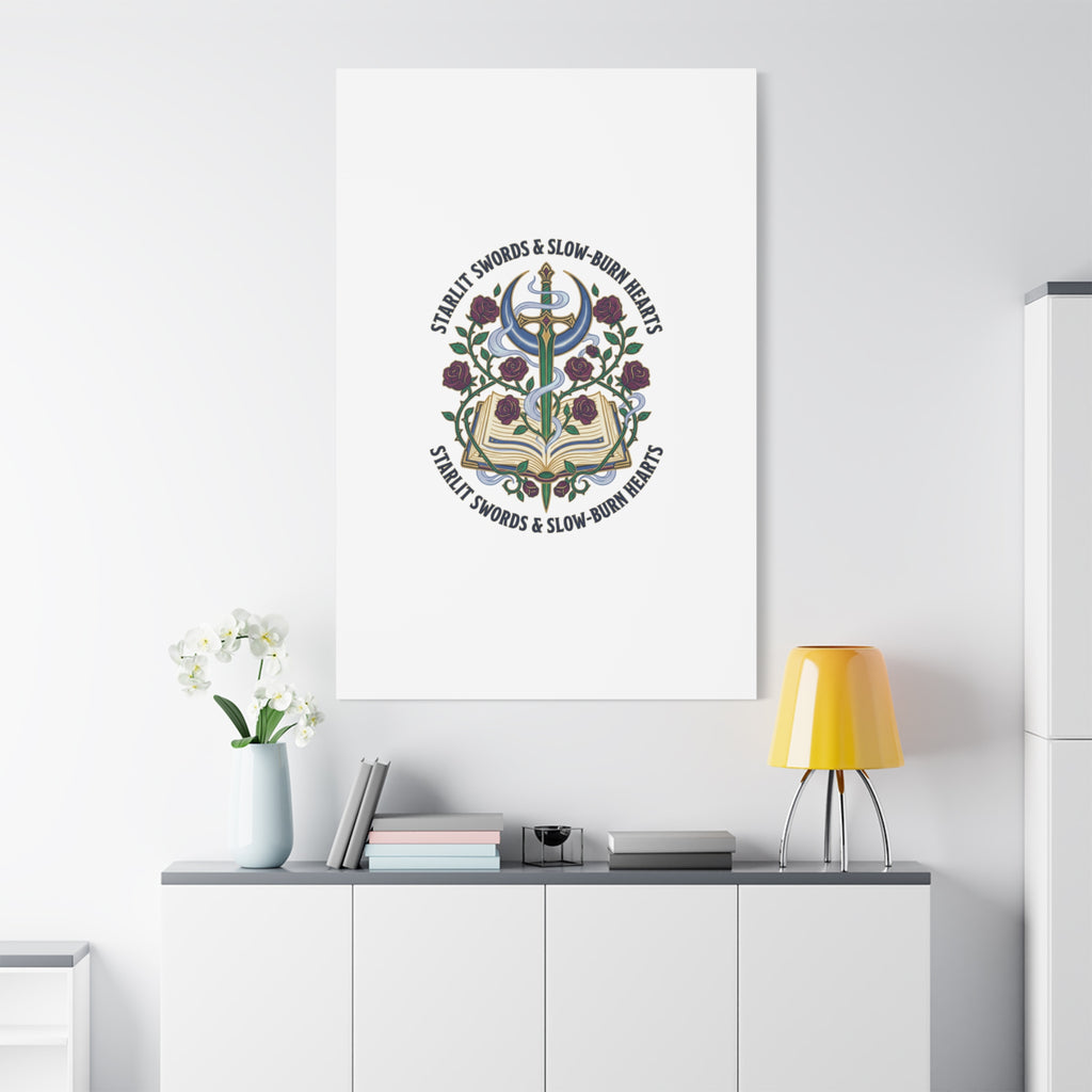 Starlit Swords & Slow‑Burn Hearts Canvas | Romantasy, Book Lover Art