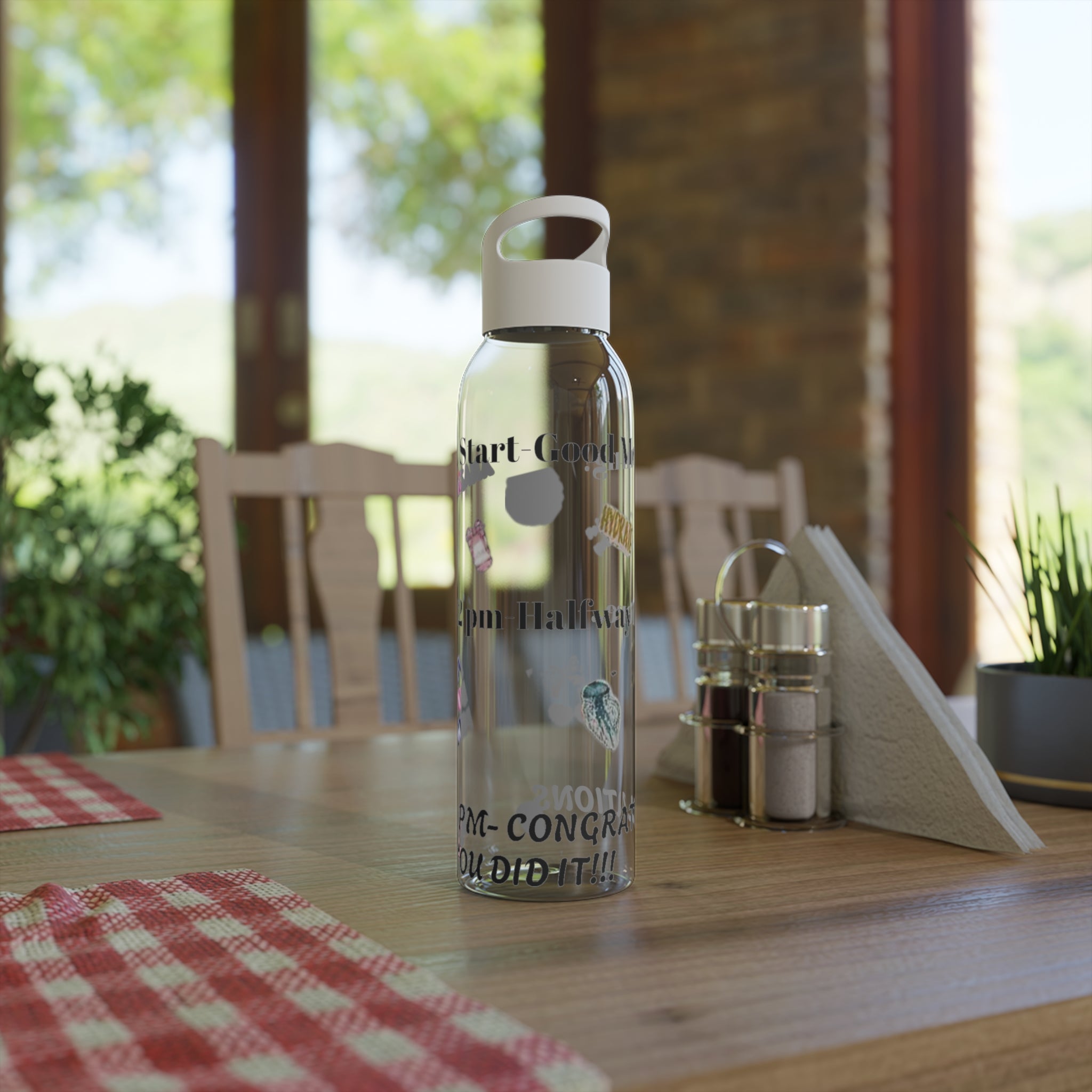 Motivational Sky Water Bottle — 'You Can Do This' Progress Time-Marker Bottle 21.9 oz
