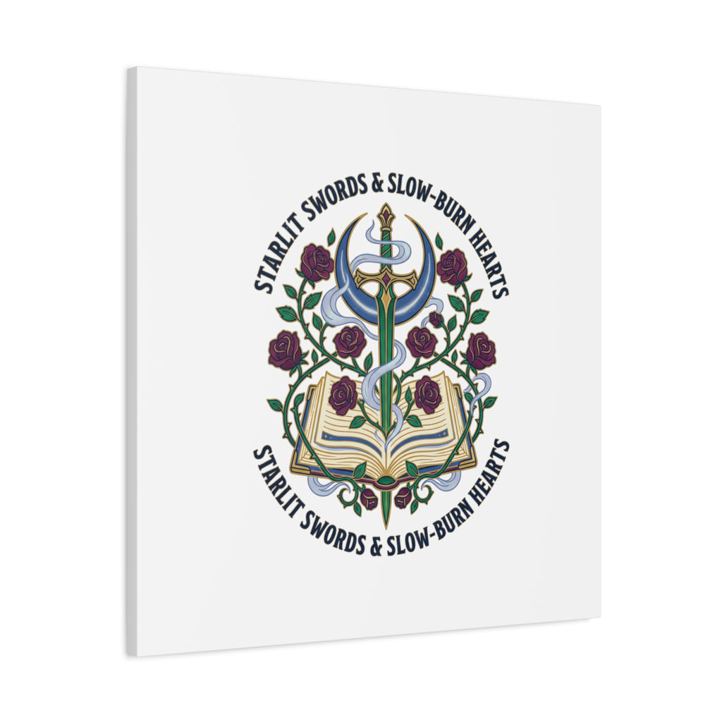 Starlit Swords & Slow‑Burn Hearts Canvas | Romantasy, Book Lover Art
