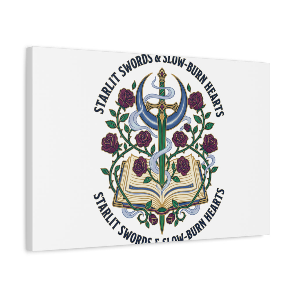 Starlit Swords & Slow‑Burn Hearts Canvas | Romantasy, Book Lover Art