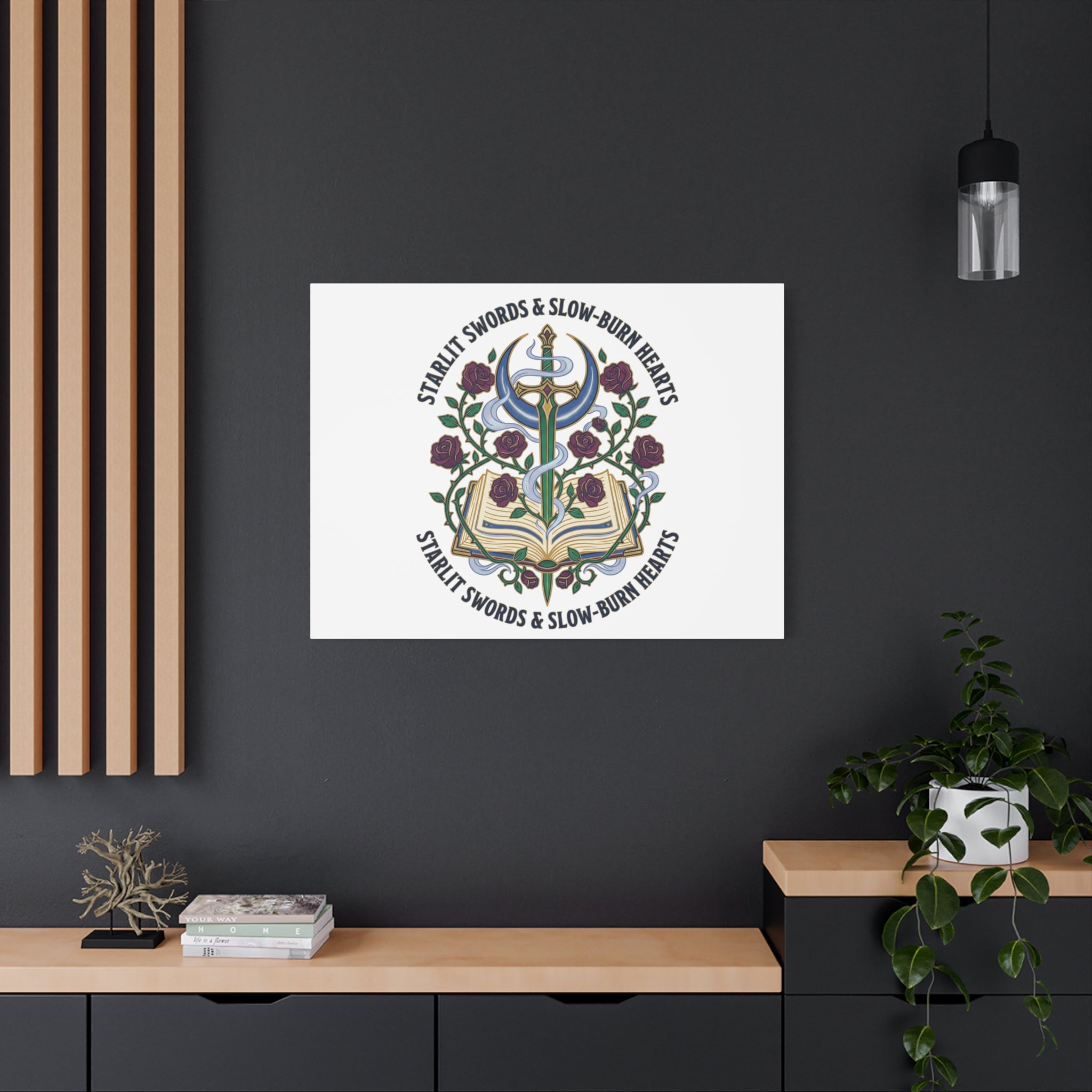 Starlit Swords & Slow‑Burn Hearts Canvas | Romantasy, Book Lover Art