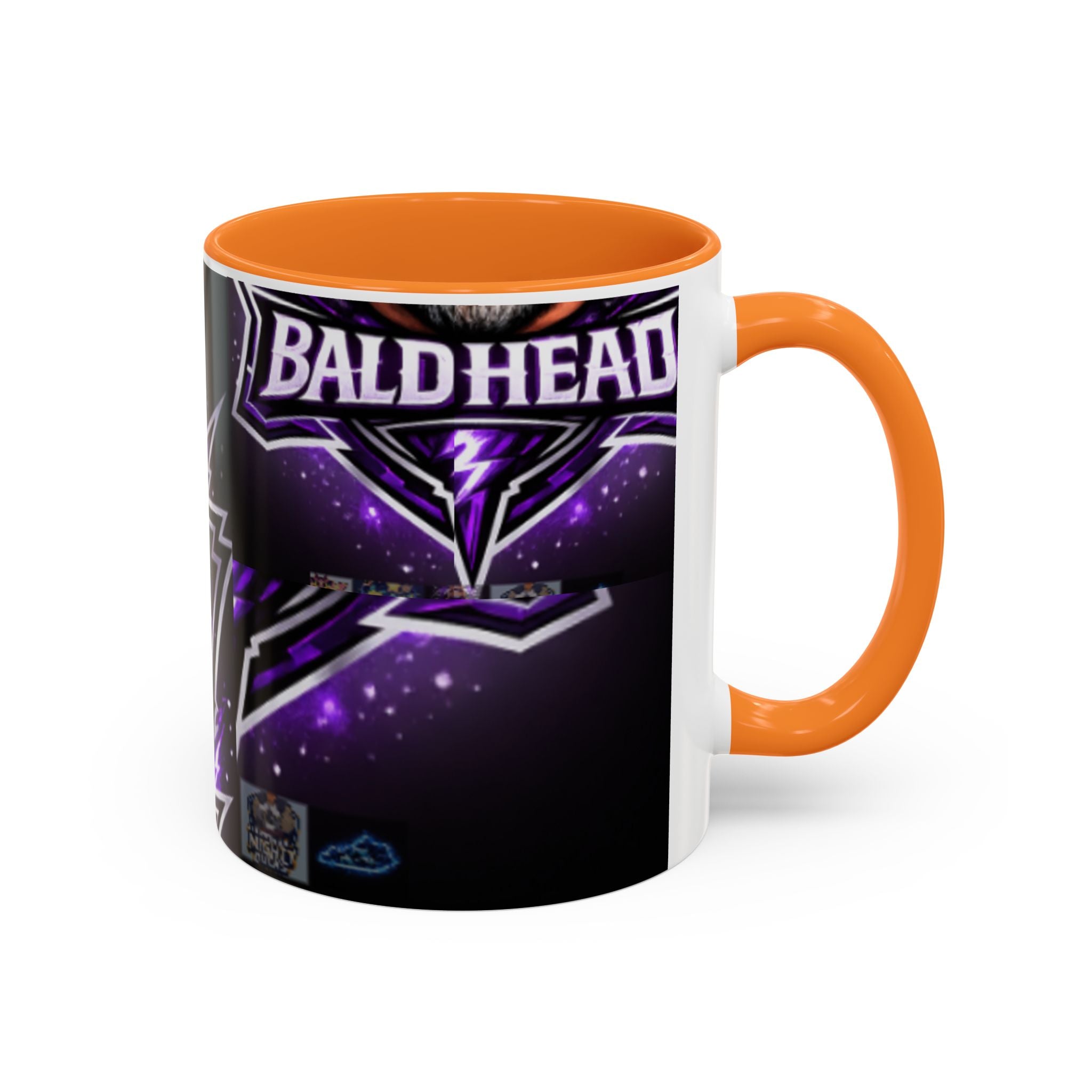 Bald Headed Gamer Purple Lightning Coffee Mug (11oz/15oz)