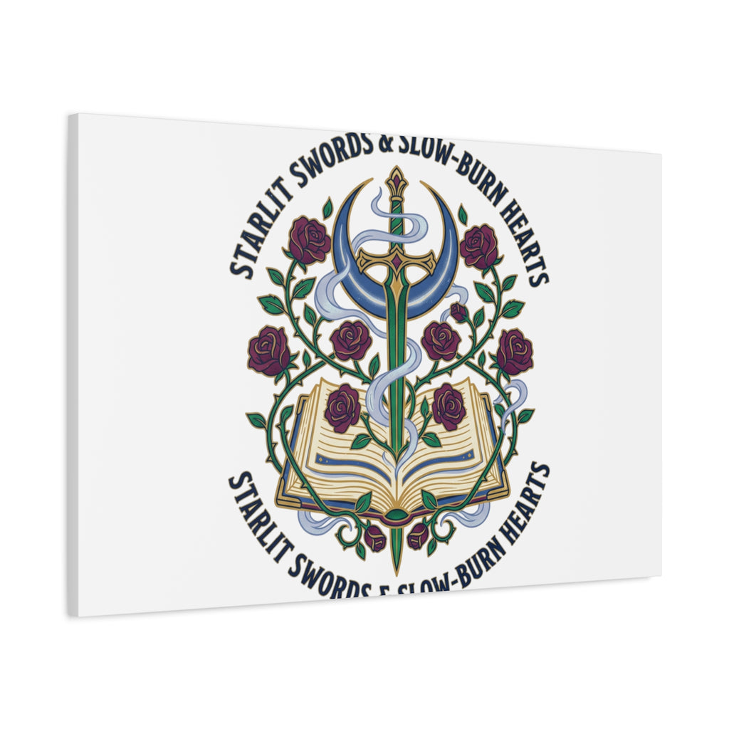 Starlit Swords & Slow‑Burn Hearts Canvas | Romantasy, Book Lover Art