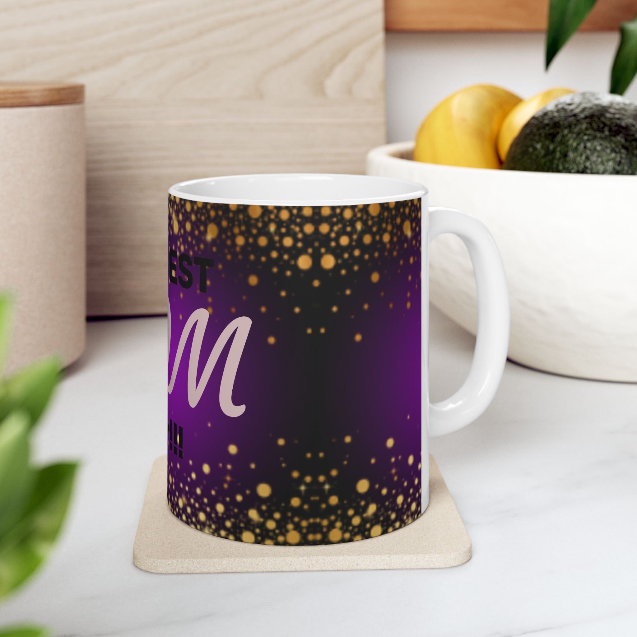 The Best Mom Ever Ceramic Mug – Purple & Gold Celebration Gift (11oz/15oz)
