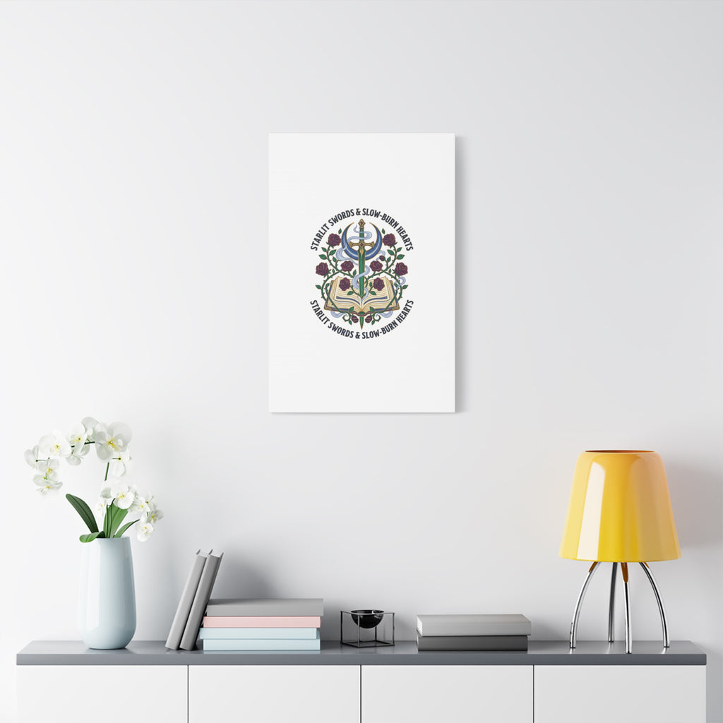 Starlit Swords & Slow‑Burn Hearts Canvas | Romantasy, Book Lover Art