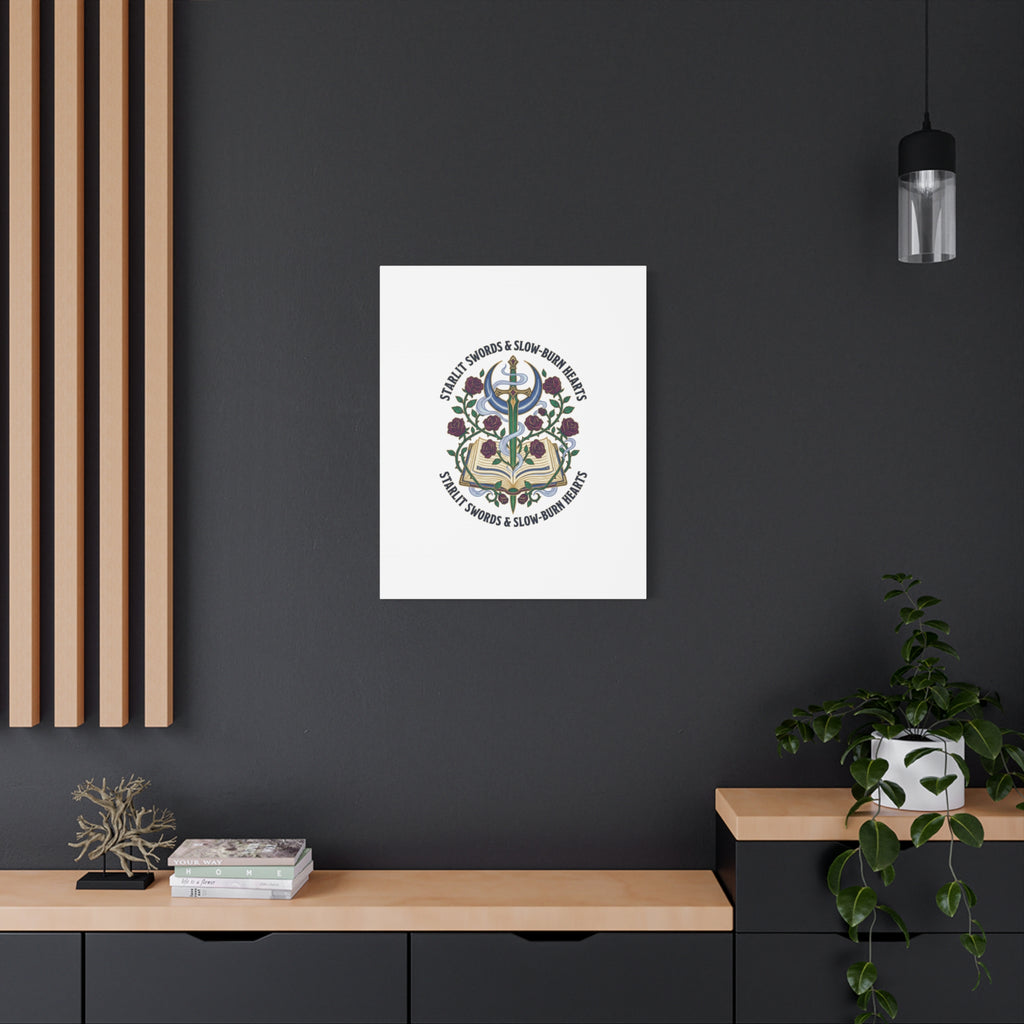 Starlit Swords & Slow‑Burn Hearts Canvas | Romantasy, Book Lover Art
