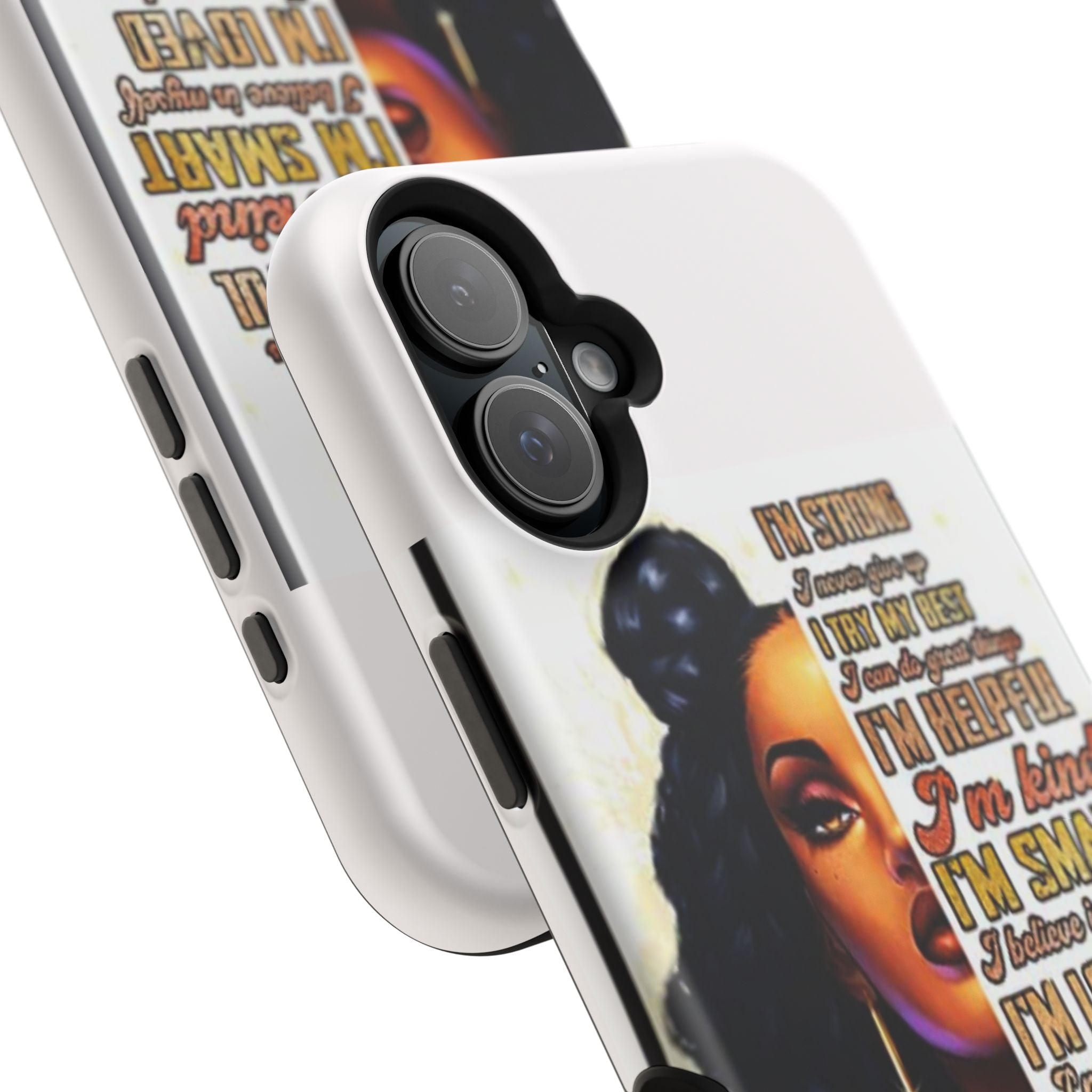 Inspirational Black Woman Phone Case — "I'm Strong... I'm Happy" Magnetic Impact-Resistant Case