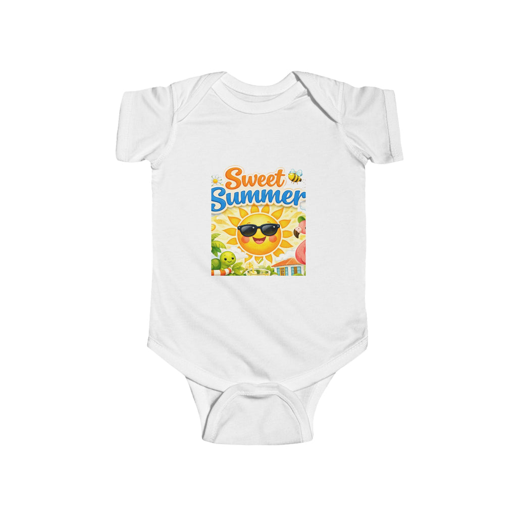 Infant Bodysuit - "Sweet Summer" Sun & Turtle Cute Beach Graphic