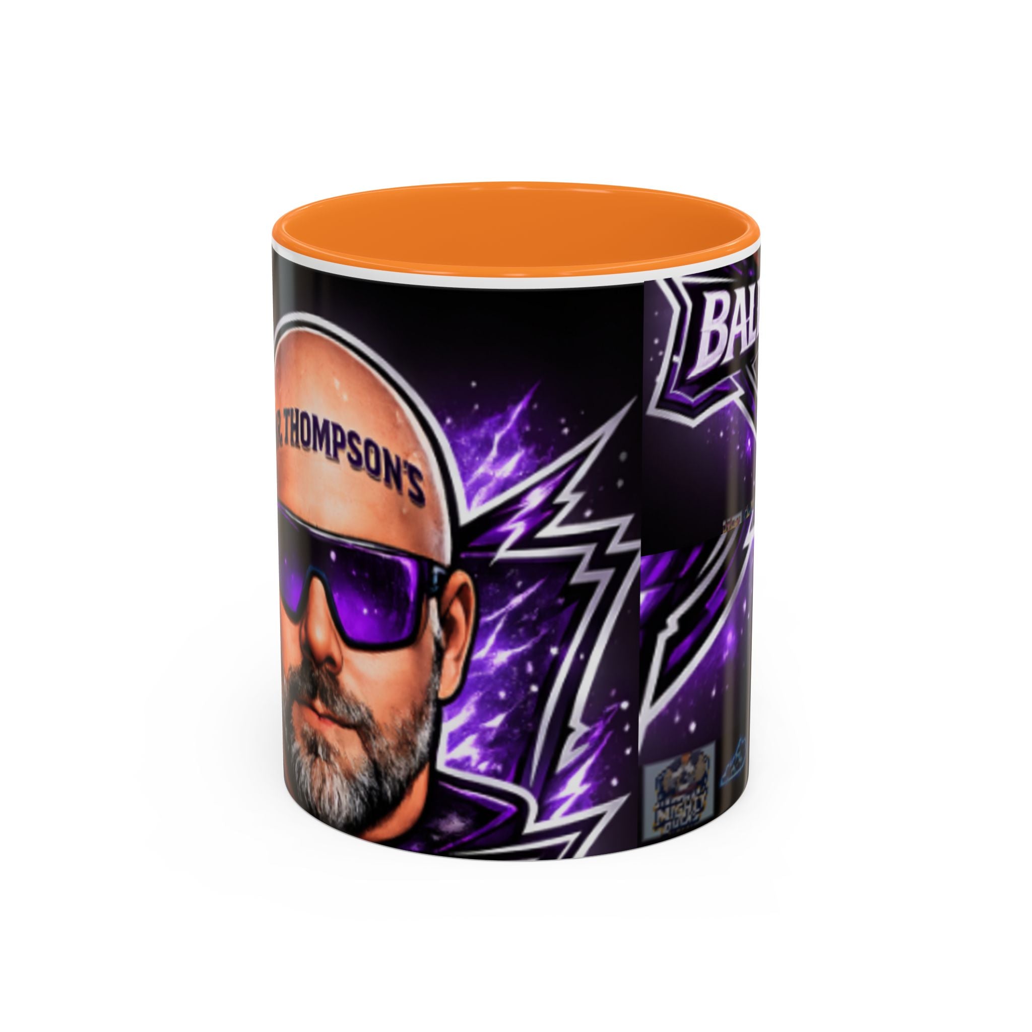 Bald Headed Gamer Purple Lightning Coffee Mug (11oz/15oz)