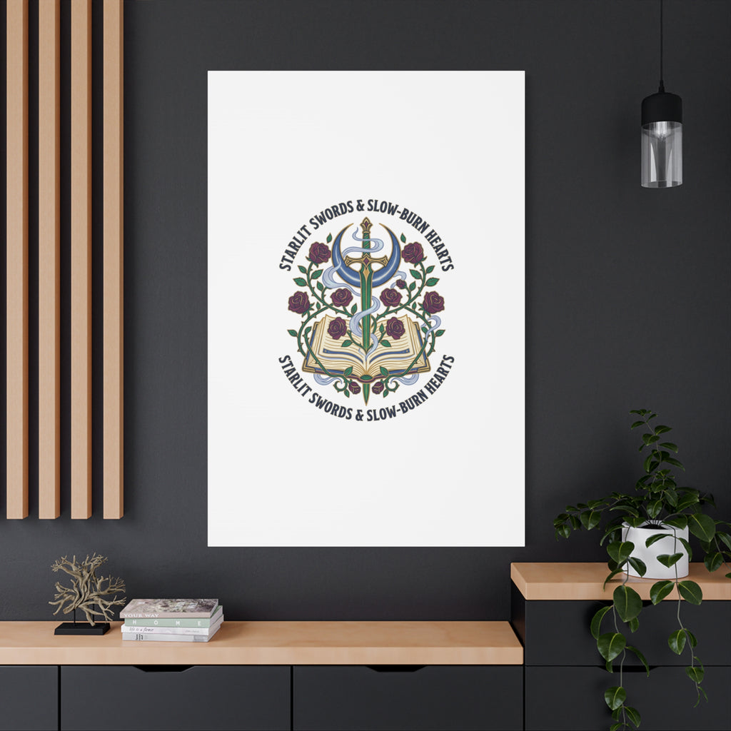 Starlit Swords & Slow‑Burn Hearts Canvas | Romantasy, Book Lover Art