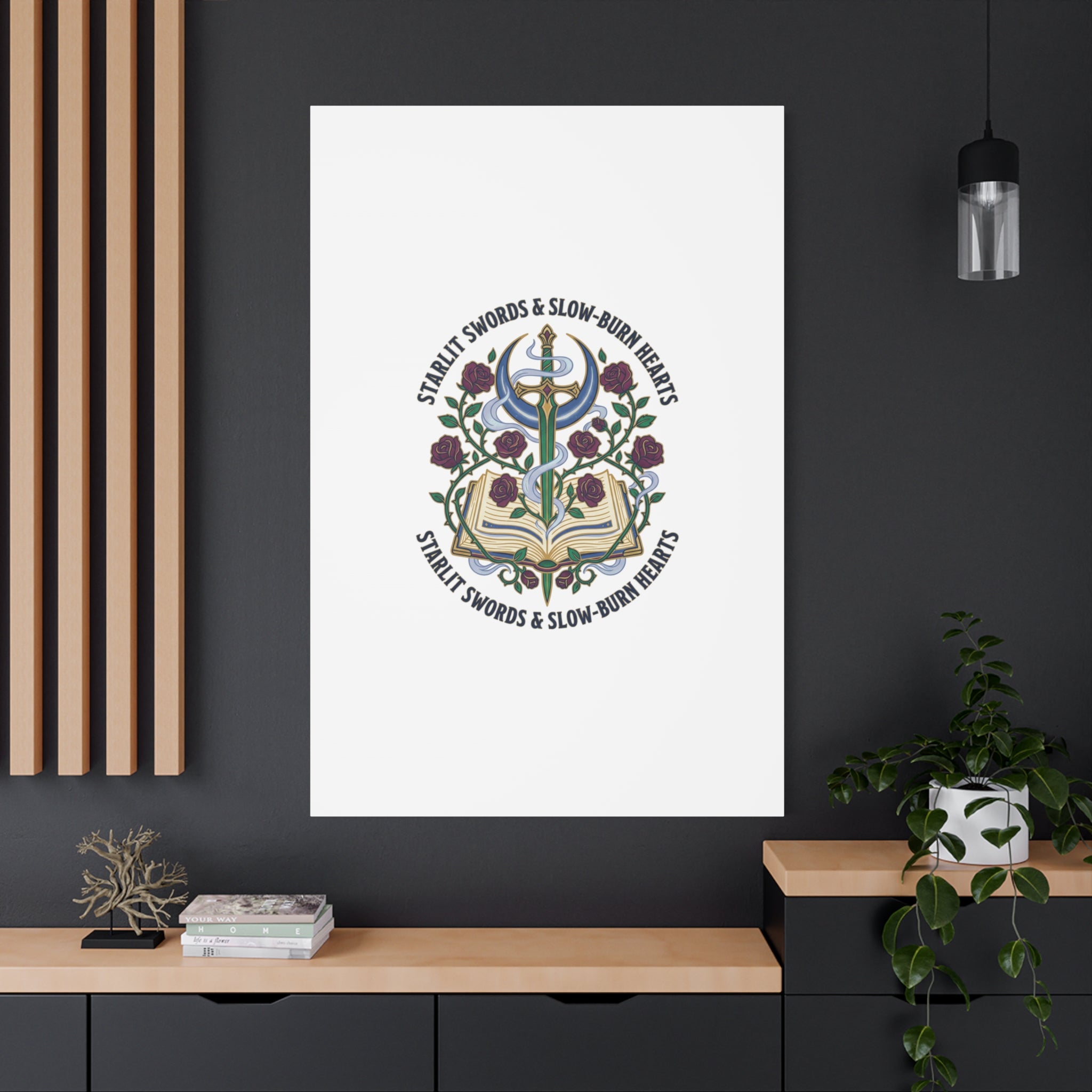 Starlit Swords & Slow‑Burn Hearts Canvas | Romantasy, Book Lover Art