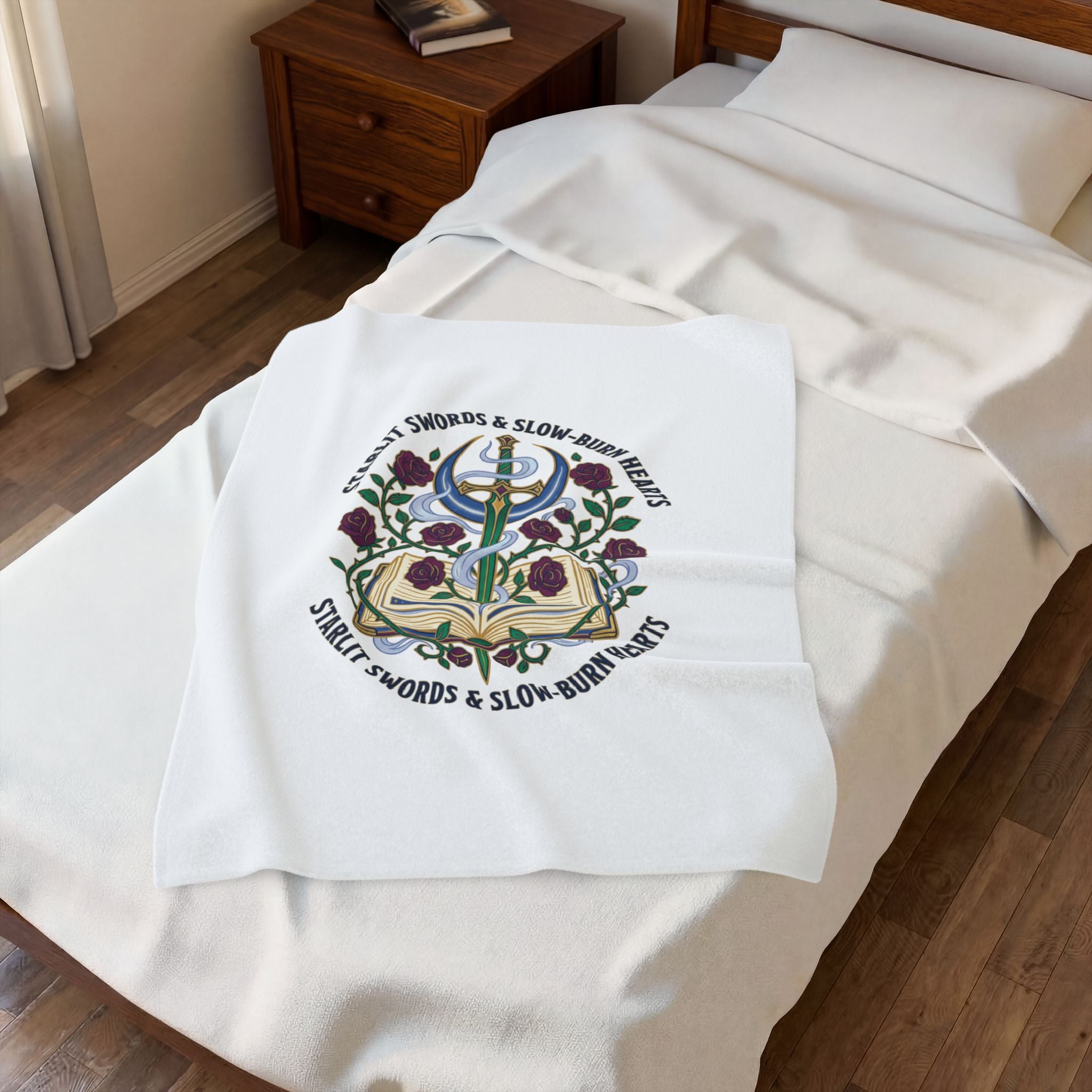 Starlit Swords & Slow-Burn Hearts Velveteen Plush Blanket | Romantasy, Book Lover