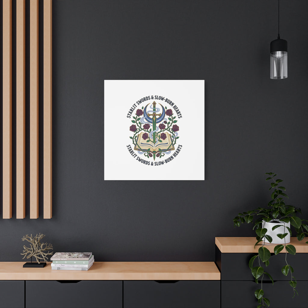Starlit Swords & Slow‑Burn Hearts Canvas | Romantasy, Book Lover Art