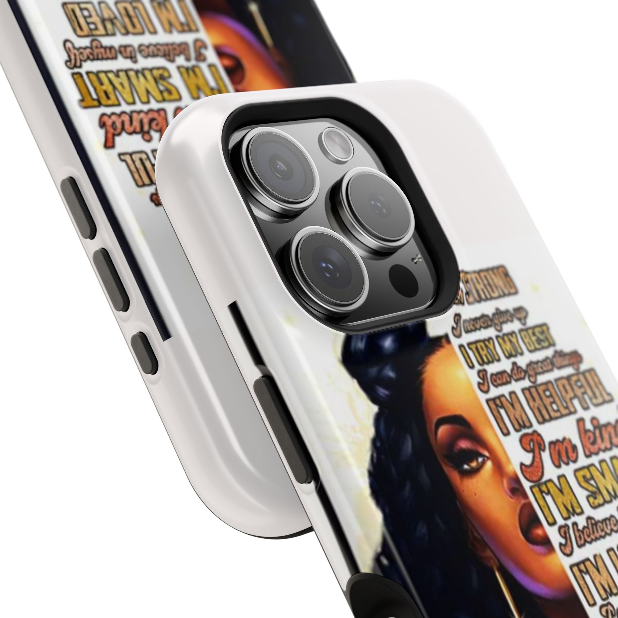 Inspirational Black Woman Phone Case — "I'm Strong... I'm Happy" Magnetic Impact-Resistant Case