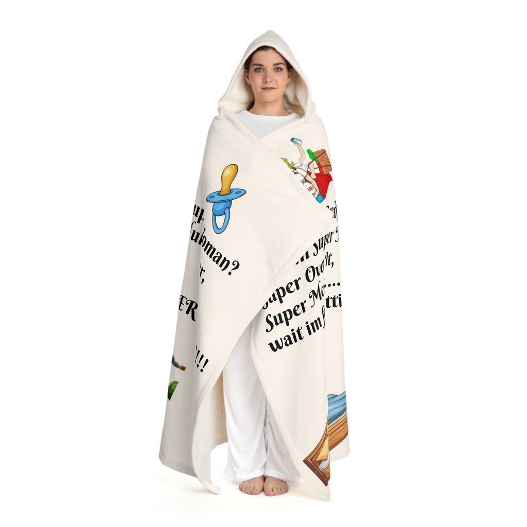 Hooded Sherpa Blanket - Funny Parenting Design with Pacifier & Cartoon Baby