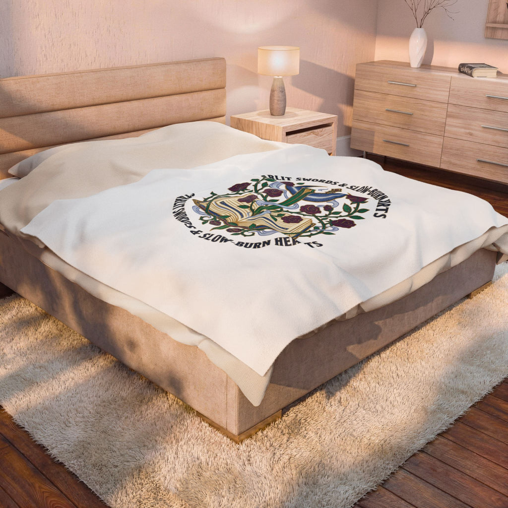 Starlit Swords & Slow-Burn Hearts Velveteen Plush Blanket | Romantasy, Book Lover