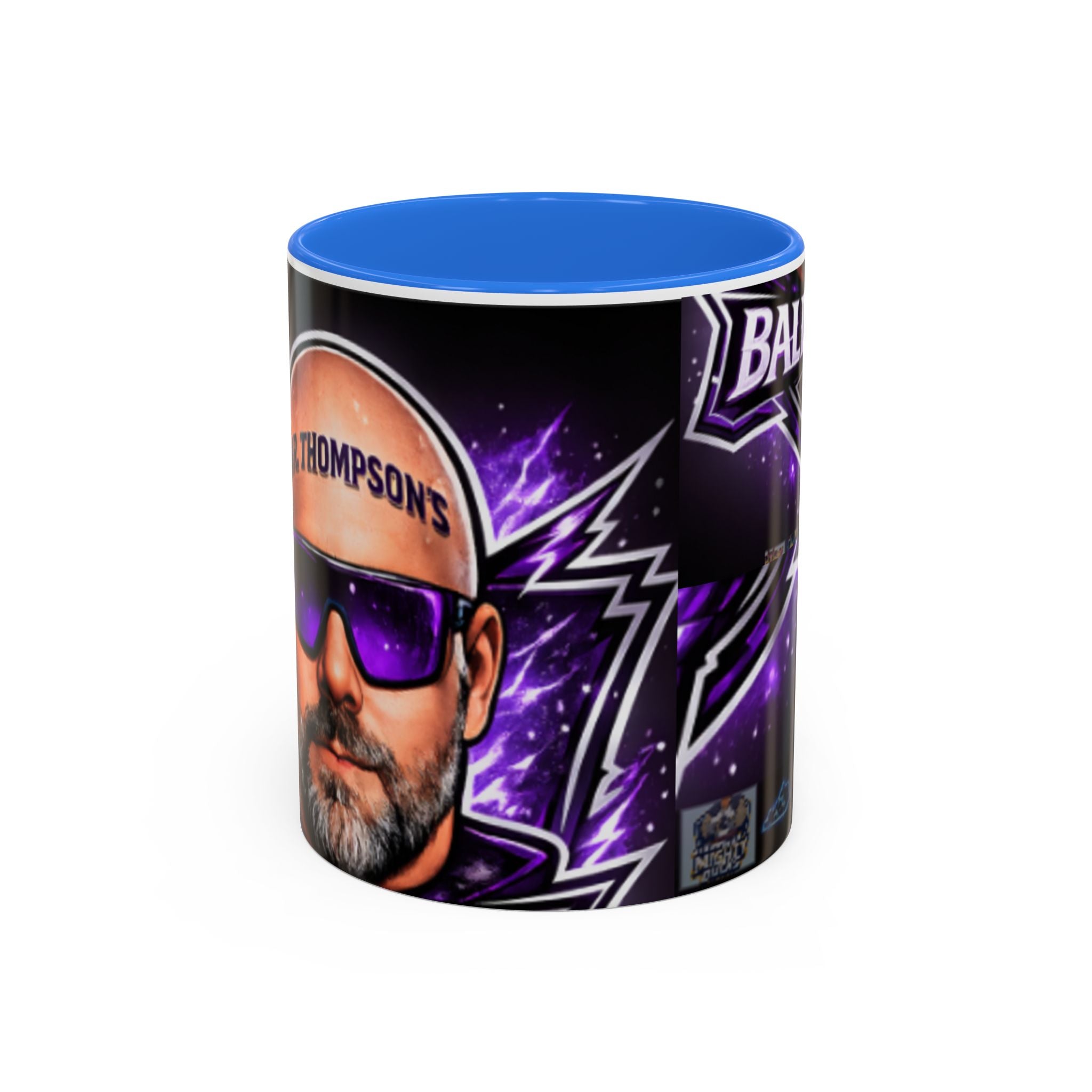 Bald Headed Gamer Purple Lightning Coffee Mug (11oz/15oz)