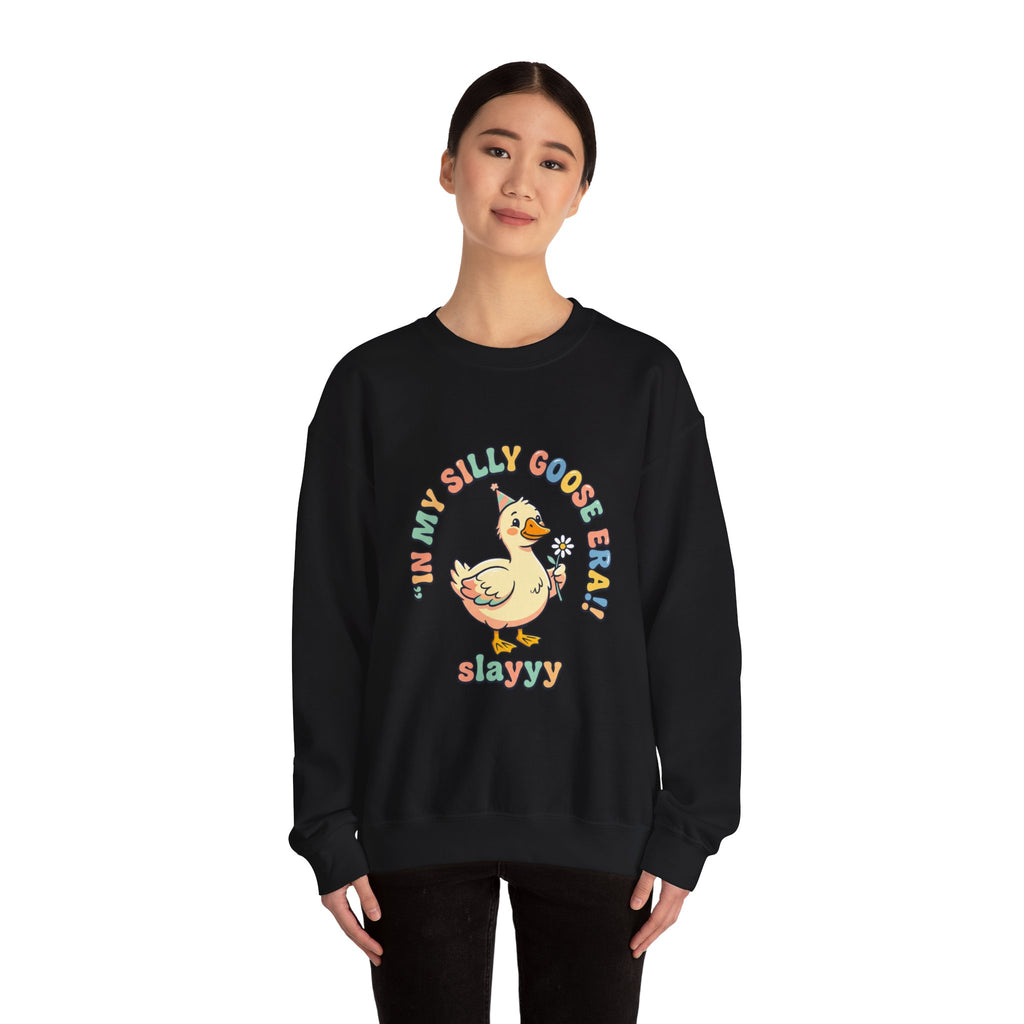 silly goose, vintage duckling crewneck Sweatshirt | wholesome meme, cute animal pun