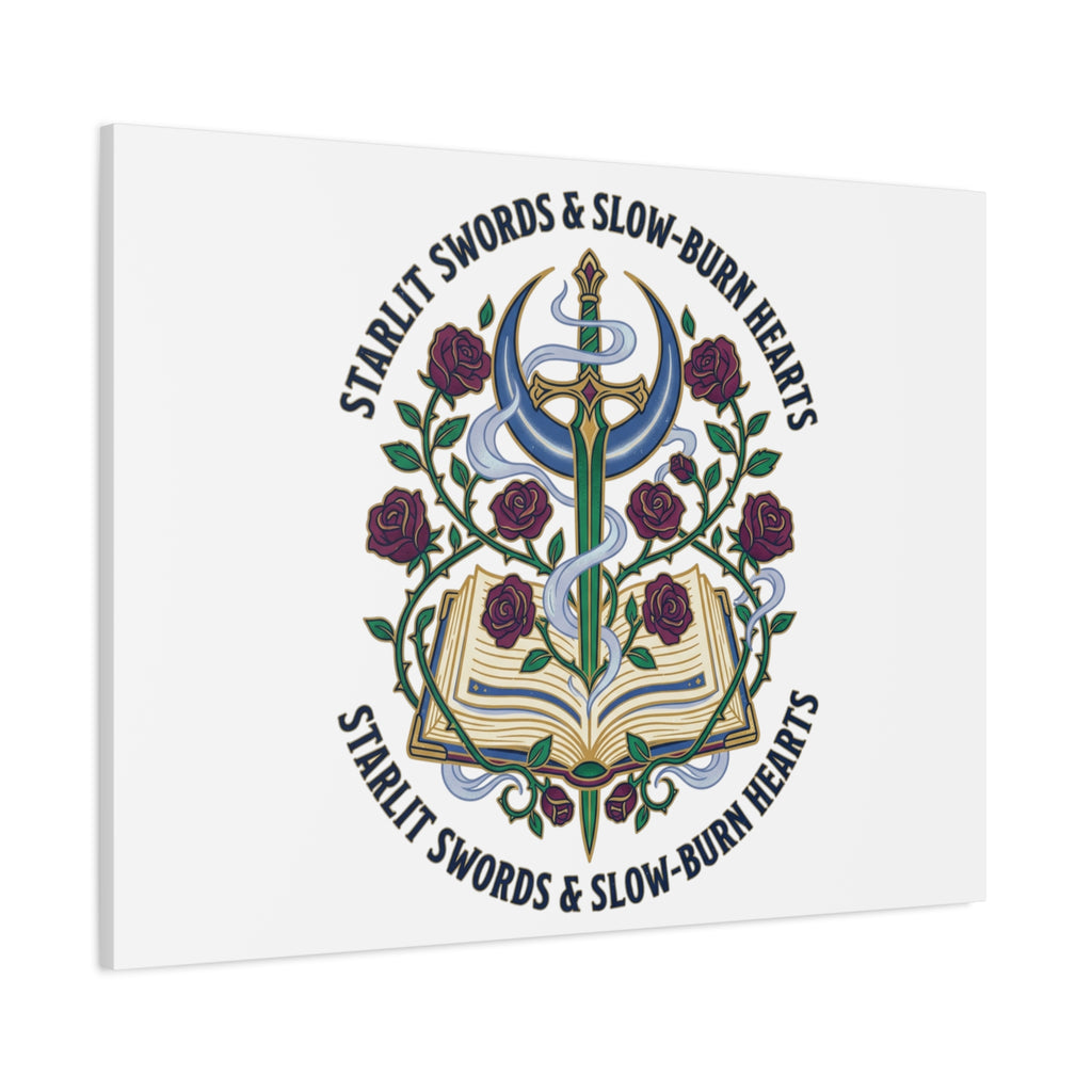Starlit Swords & Slow‑Burn Hearts Canvas | Romantasy, Book Lover Art