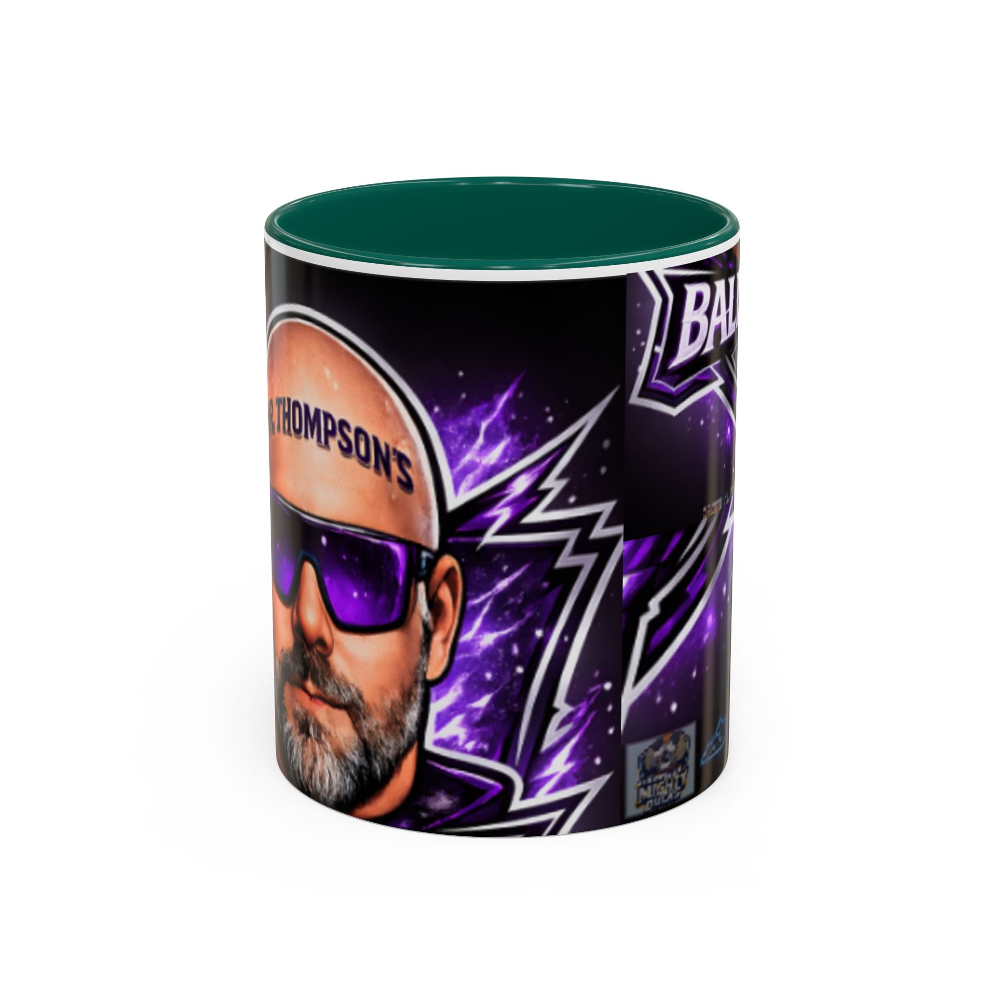 Bald Headed Gamer Purple Lightning Coffee Mug (11oz/15oz)