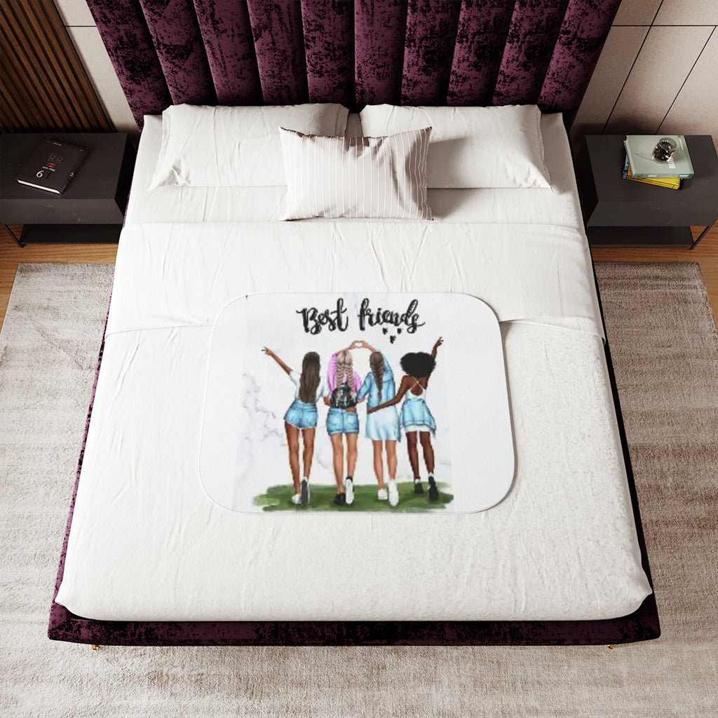Best Friends Sherpa Blanket — Cozy Two-Tone Friends Throw