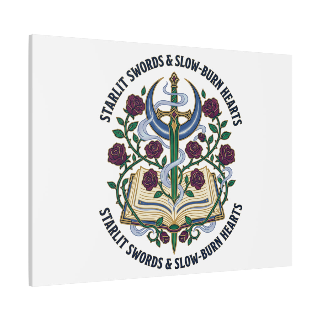 Starlit Swords & Slow‑Burn Hearts Canvas | Romantasy, Book Lover Art