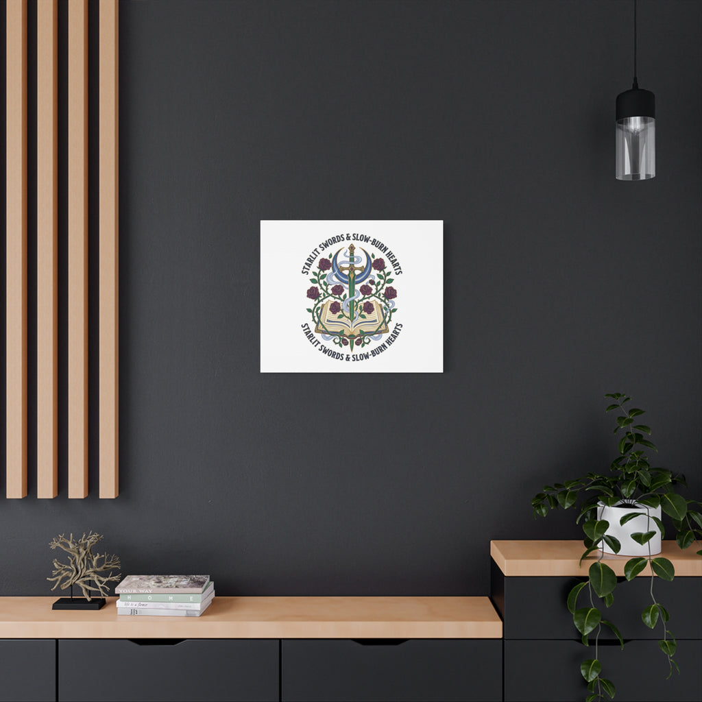 Starlit Swords & Slow‑Burn Hearts Canvas | Romantasy, Book Lover Art
