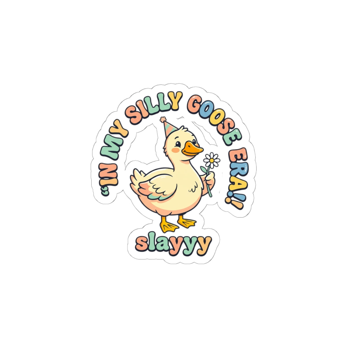 Silly Goose Cute Meme Sticker | wholesome goose, pastel vintage