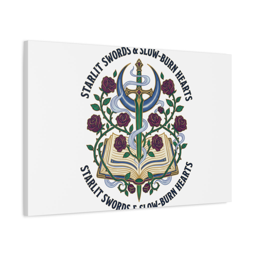 Starlit Swords & Slow‑Burn Hearts Canvas | Romantasy, Book Lover Art