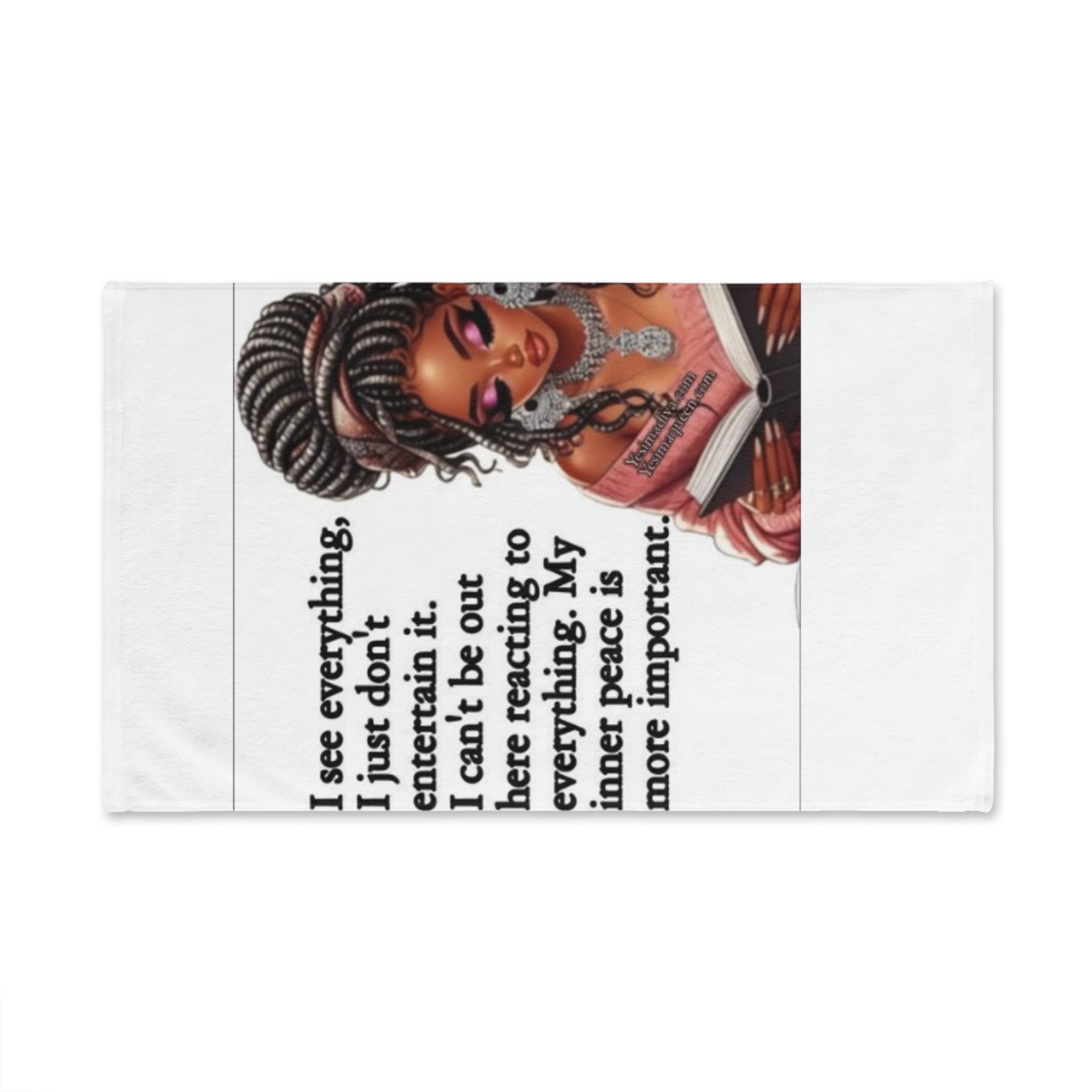 Hand Towel — "My Inner Peace" Inspirational Black Woman Design