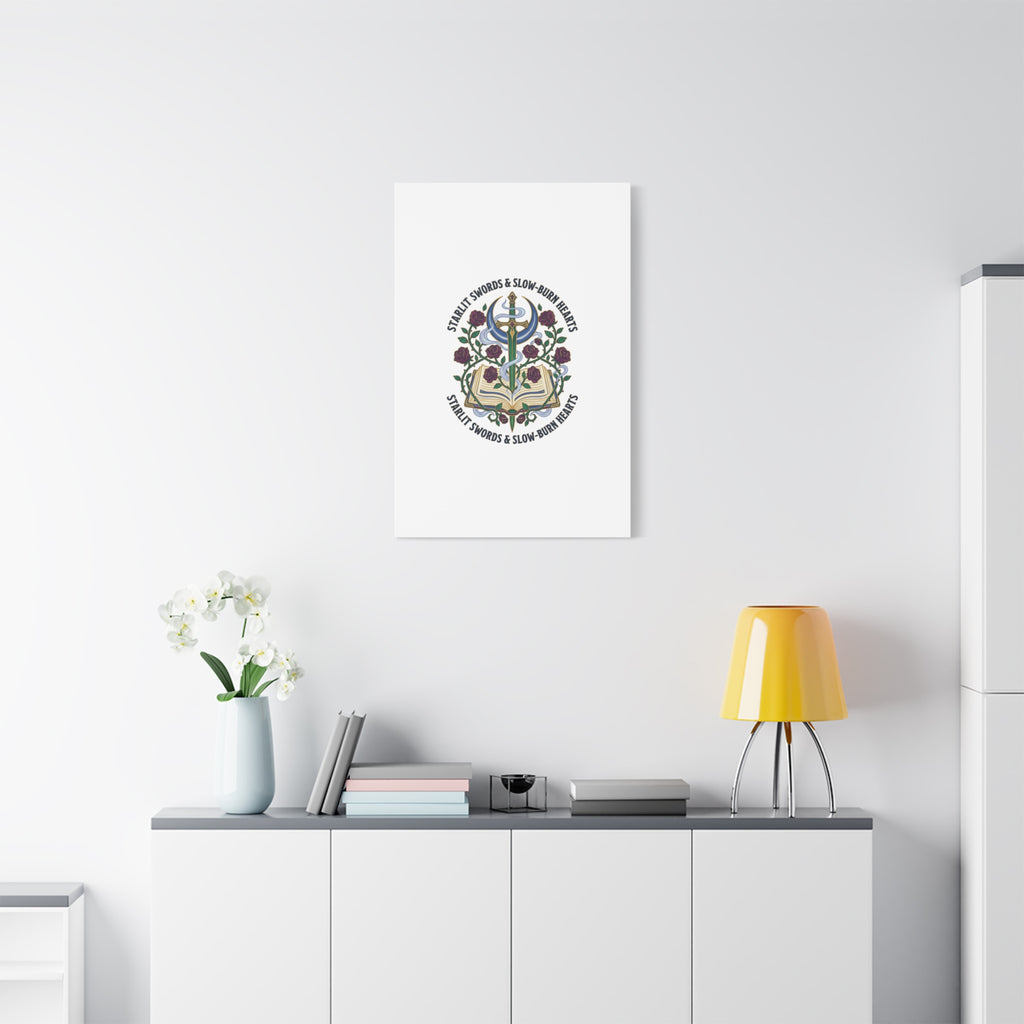 Starlit Swords & Slow‑Burn Hearts Canvas | Romantasy, Book Lover Art
