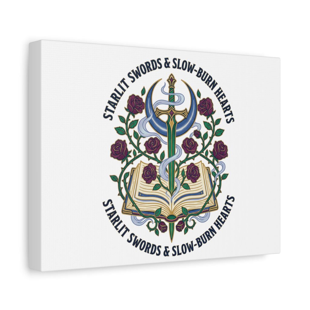 Starlit Swords & Slow‑Burn Hearts Canvas | Romantasy, Book Lover Art