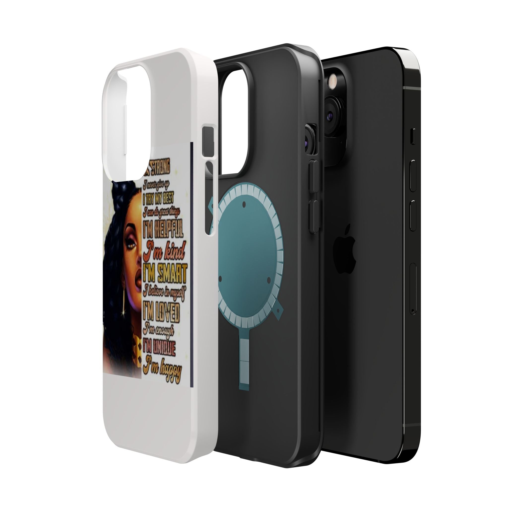 Inspirational Black Woman Phone Case — "I'm Strong... I'm Happy" Magnetic Impact-Resistant Case