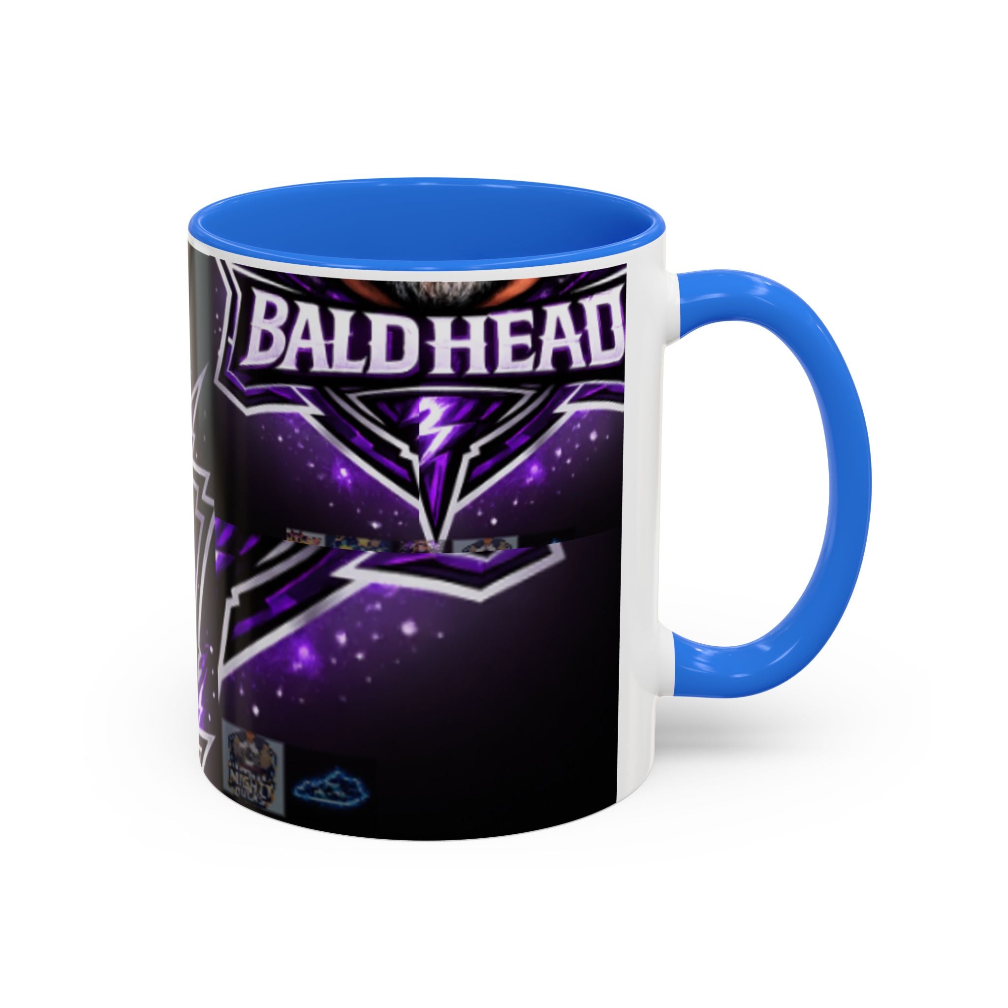 Bald Headed Gamer Purple Lightning Coffee Mug (11oz/15oz)