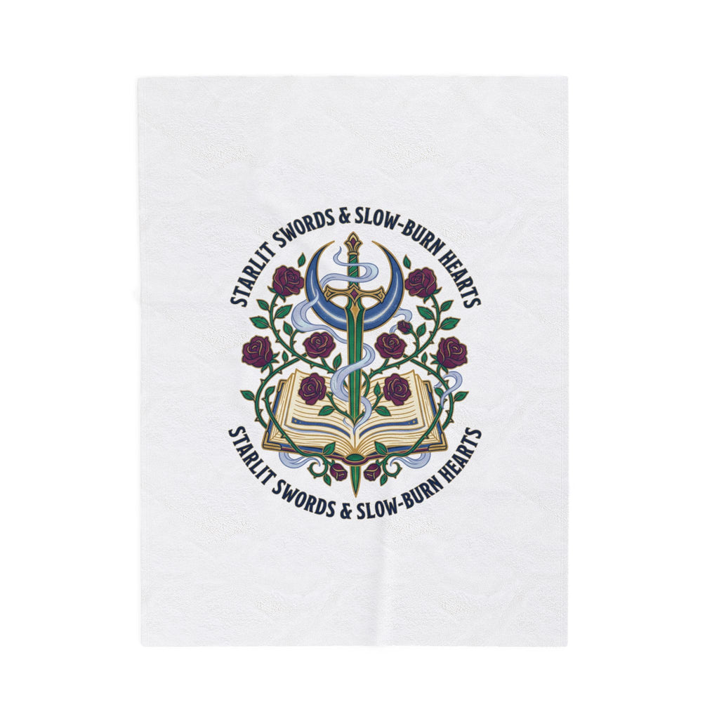 Starlit Swords & Slow-Burn Hearts Velveteen Plush Blanket | Romantasy, Book Lover