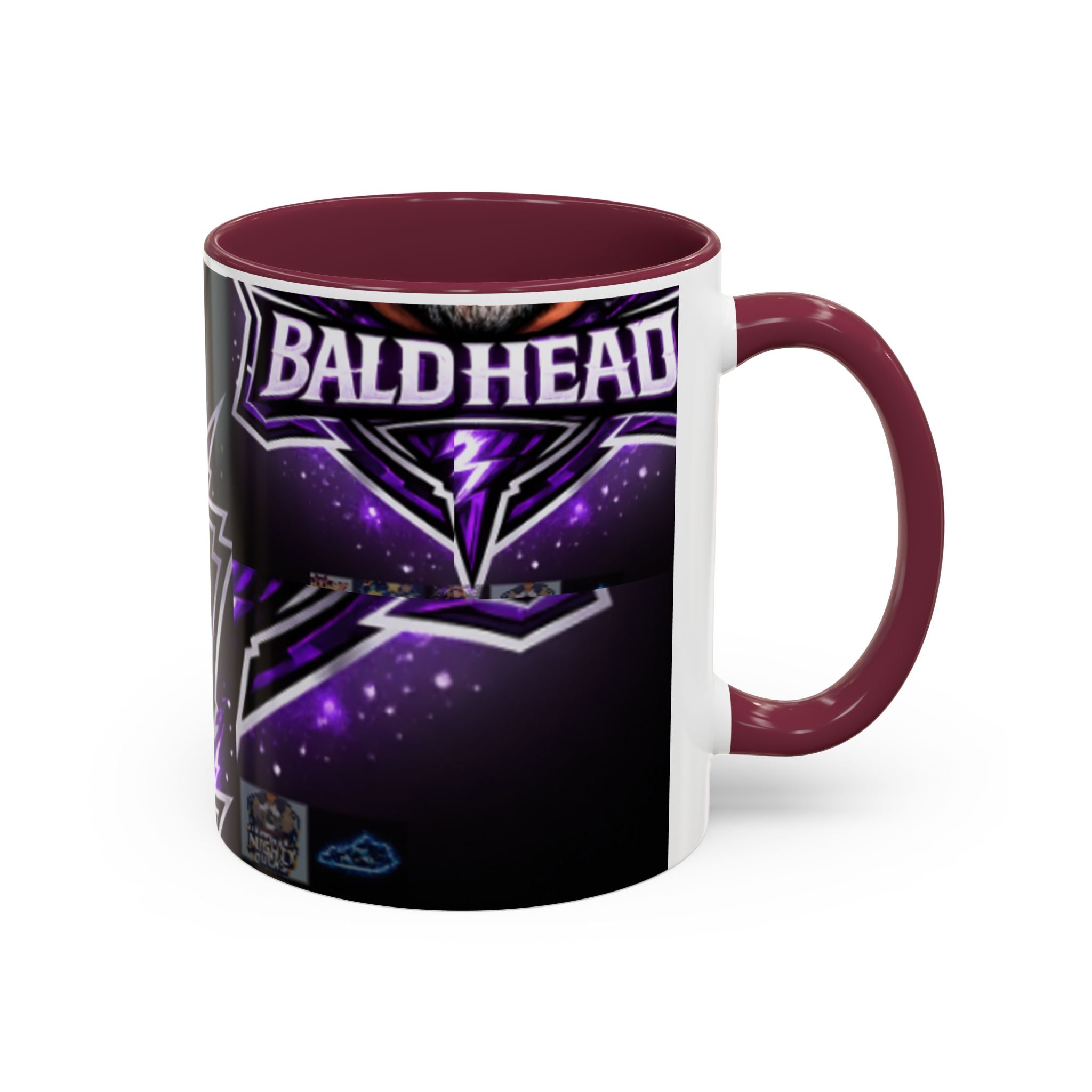Bald Headed Gamer Purple Lightning Coffee Mug (11oz/15oz)